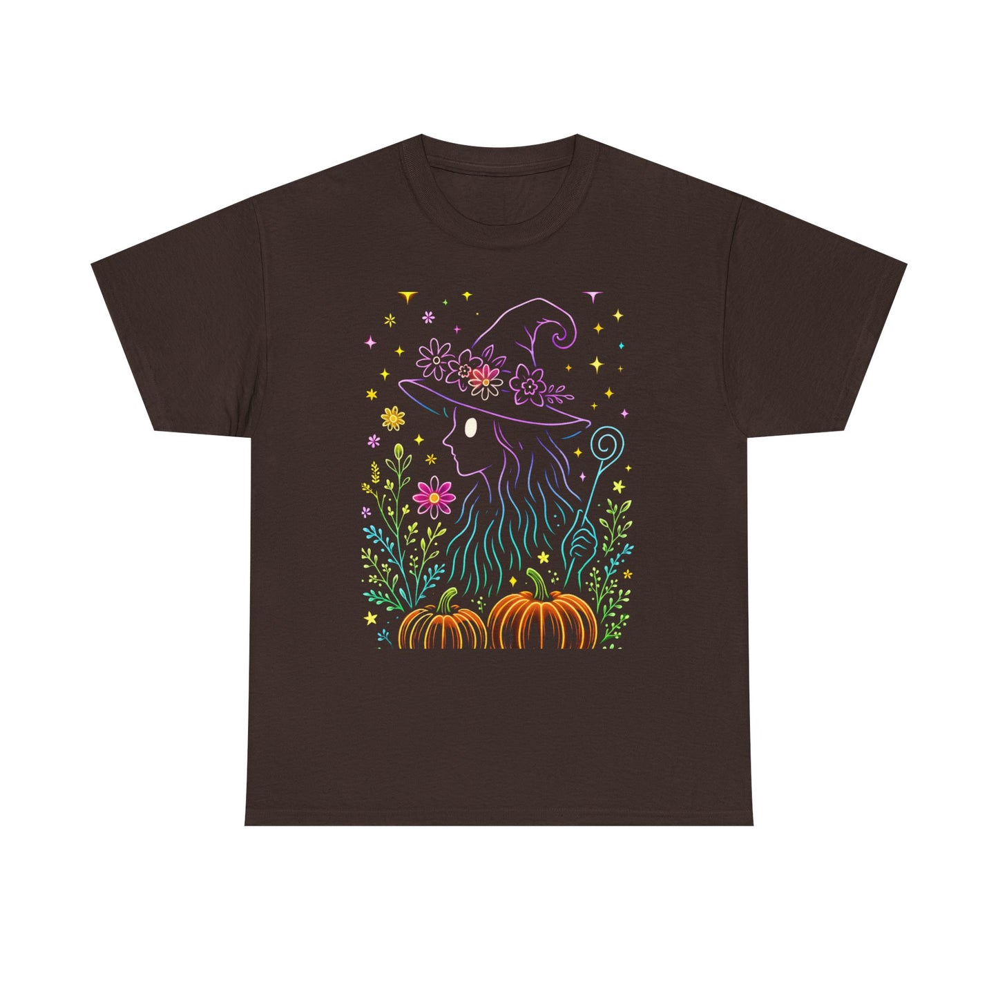 🌙 Whimsical Witch Cat Tee – Magical Halloween Pumpkin Shirt
