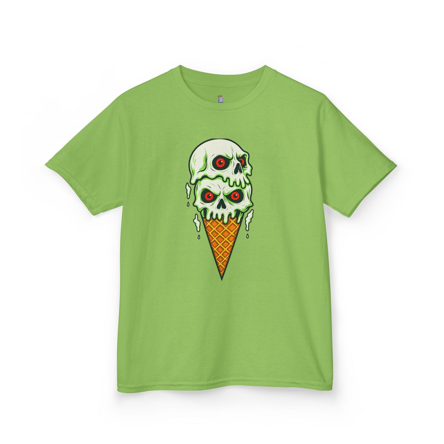 Kids Skull Ice Cream Tee, Cute T-Shirt for Kids, Halloween Apparel, Year-Round Fun, Trendy Summer Wear, Unique Gift Idea