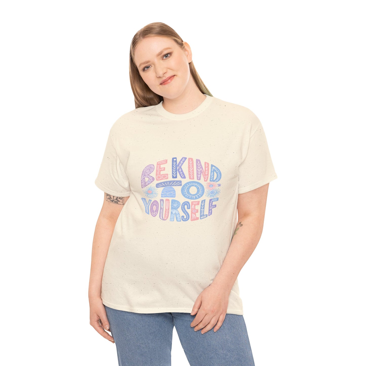 Be Kind to Yourself Pink T-Shirt – Uplifting Floral Self-Care Message