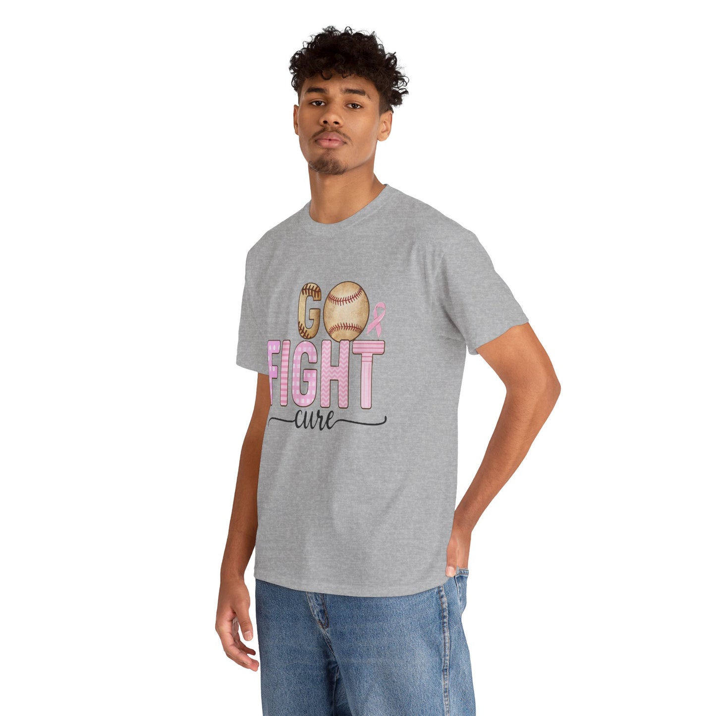 Go Fight Cure Baseball Pink Ribbon Awareness Tee