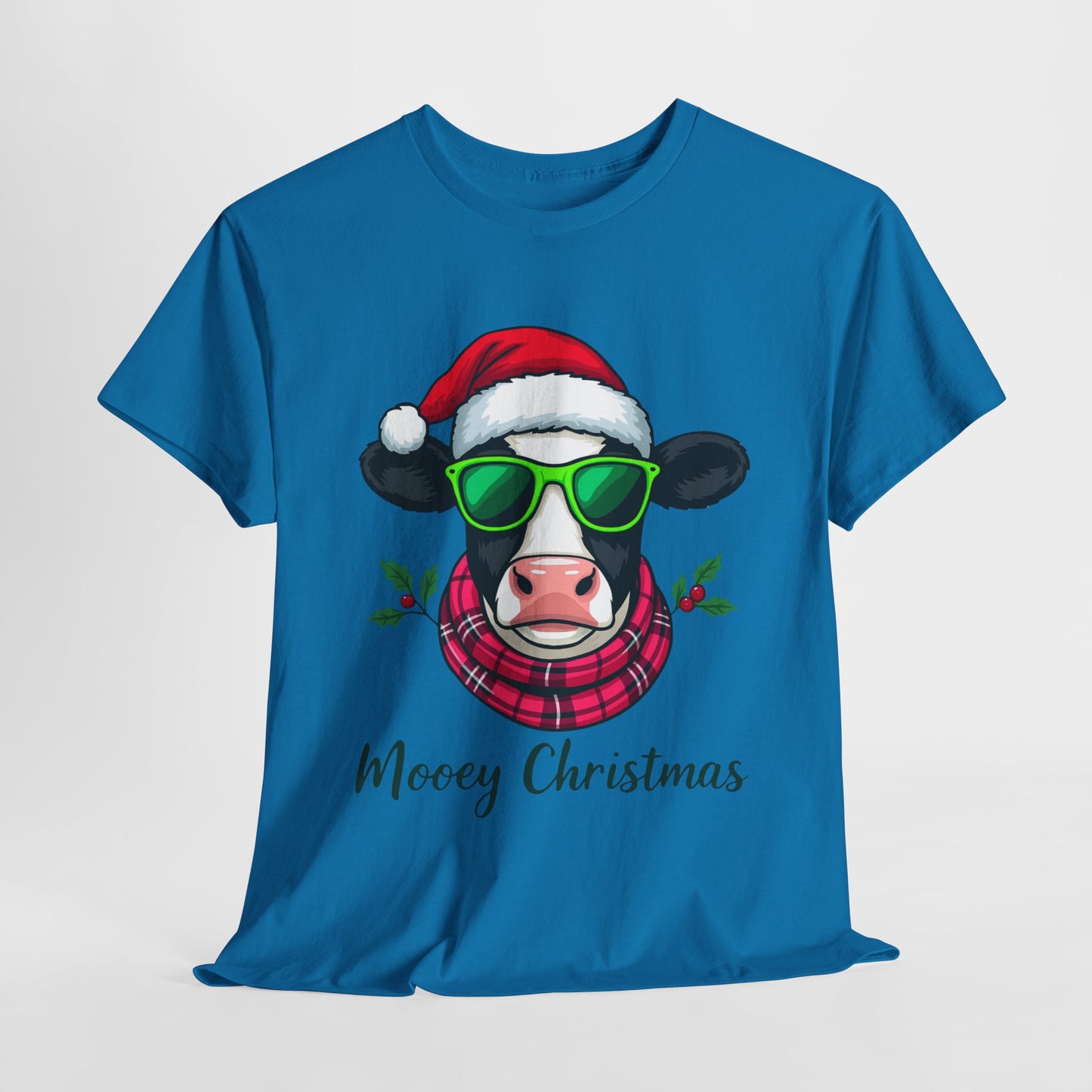 Moovey Christmas Cow Tee - Pink Plaid Scarf & Sunglasses