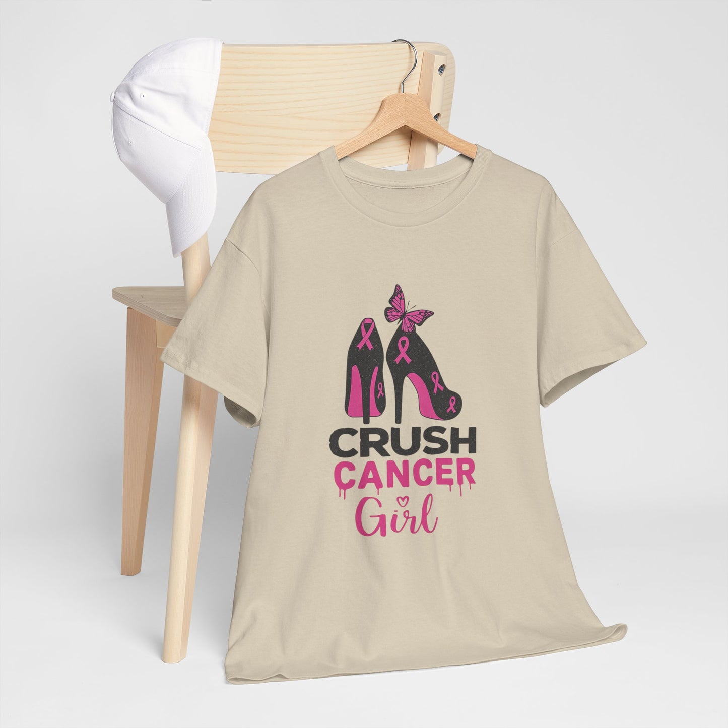 Crush Cancer Girl Tee: High Heels, Pink Ribbon, Hope