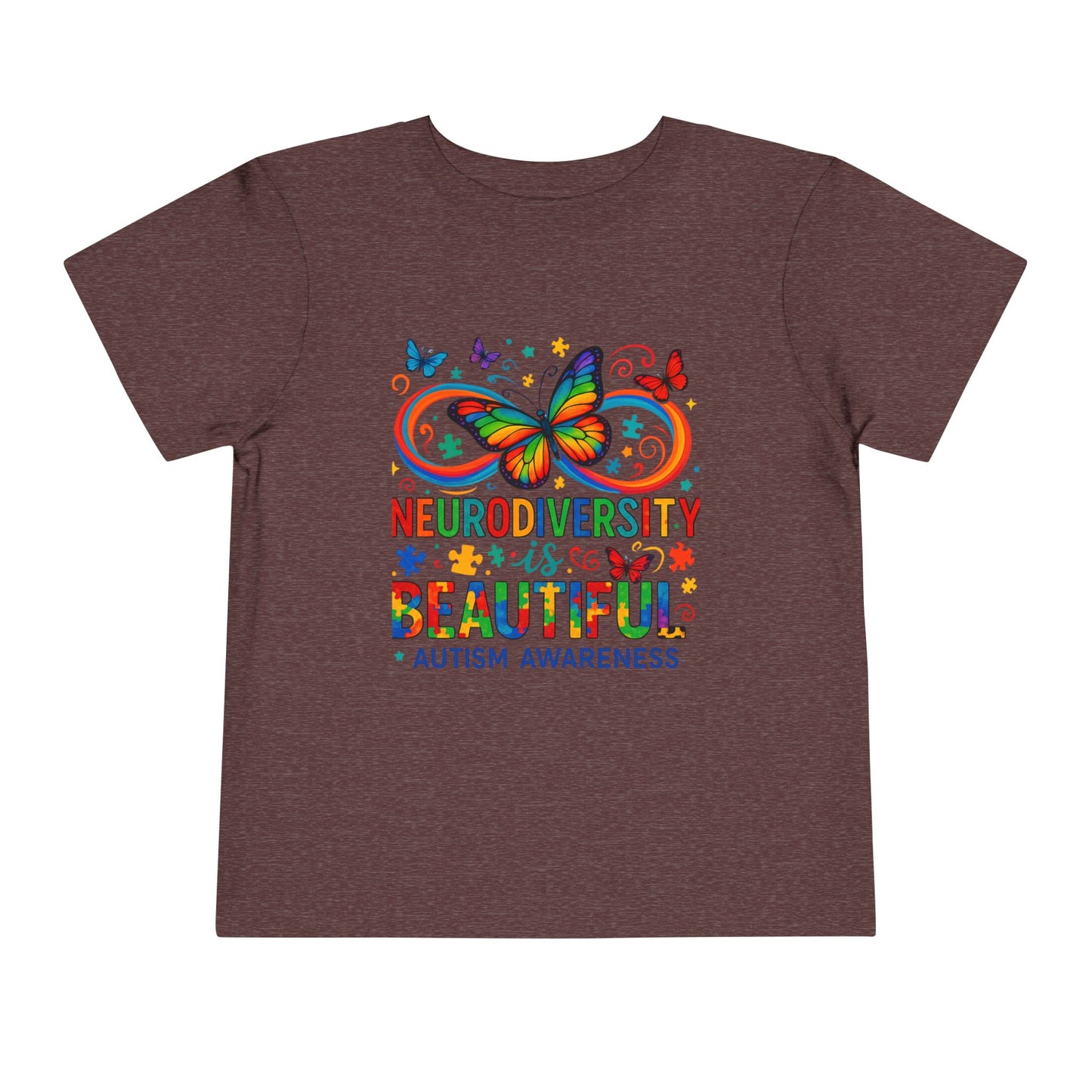 Toddler Tee - Neurodiversity is Beautiful Butterfly Rainbow Puzzle Piece Tee