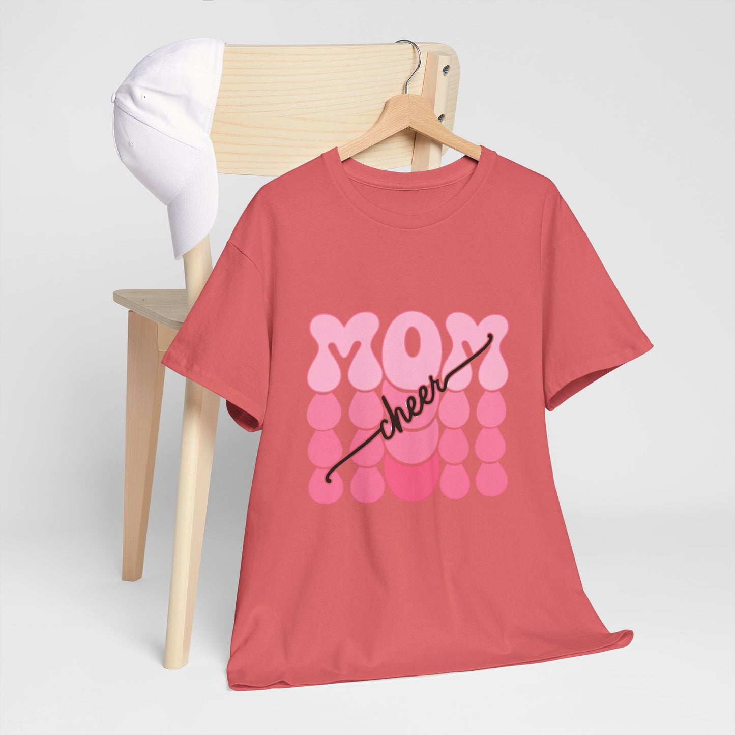 MOM Cheer – Pink Bubble Letter Spirit Tee