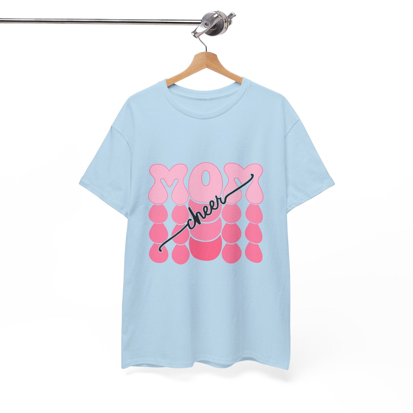 MOM Cheer – Pink Bubble Letter Spirit Tee