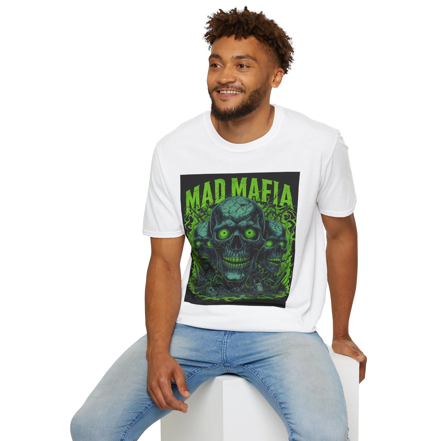 Mad Mafia Unisex Softstyle T-Shirt | Edgy Graphic Tee for Casual Wear, Gift for Halloween, Party, or Everyday Style