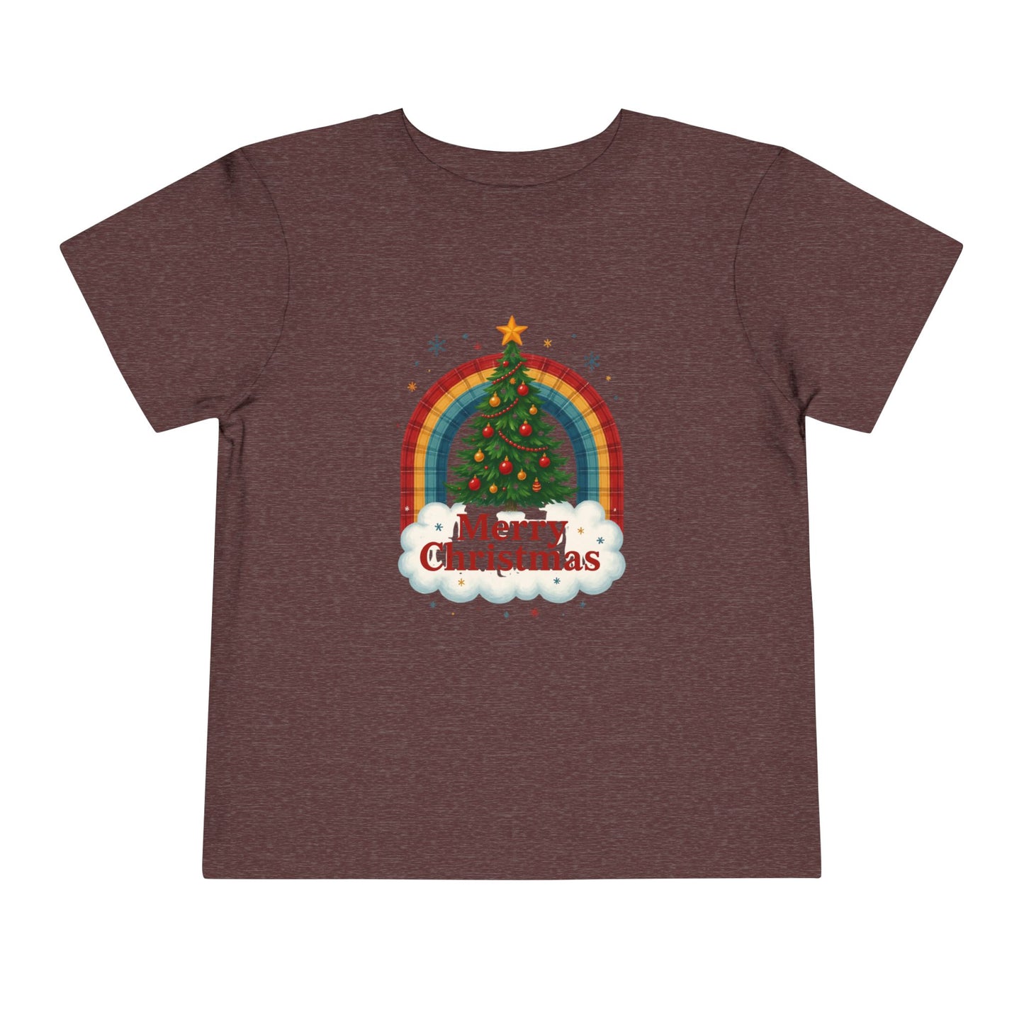 Merry Christmas Plaid Rainbow Tree Toddler Tee