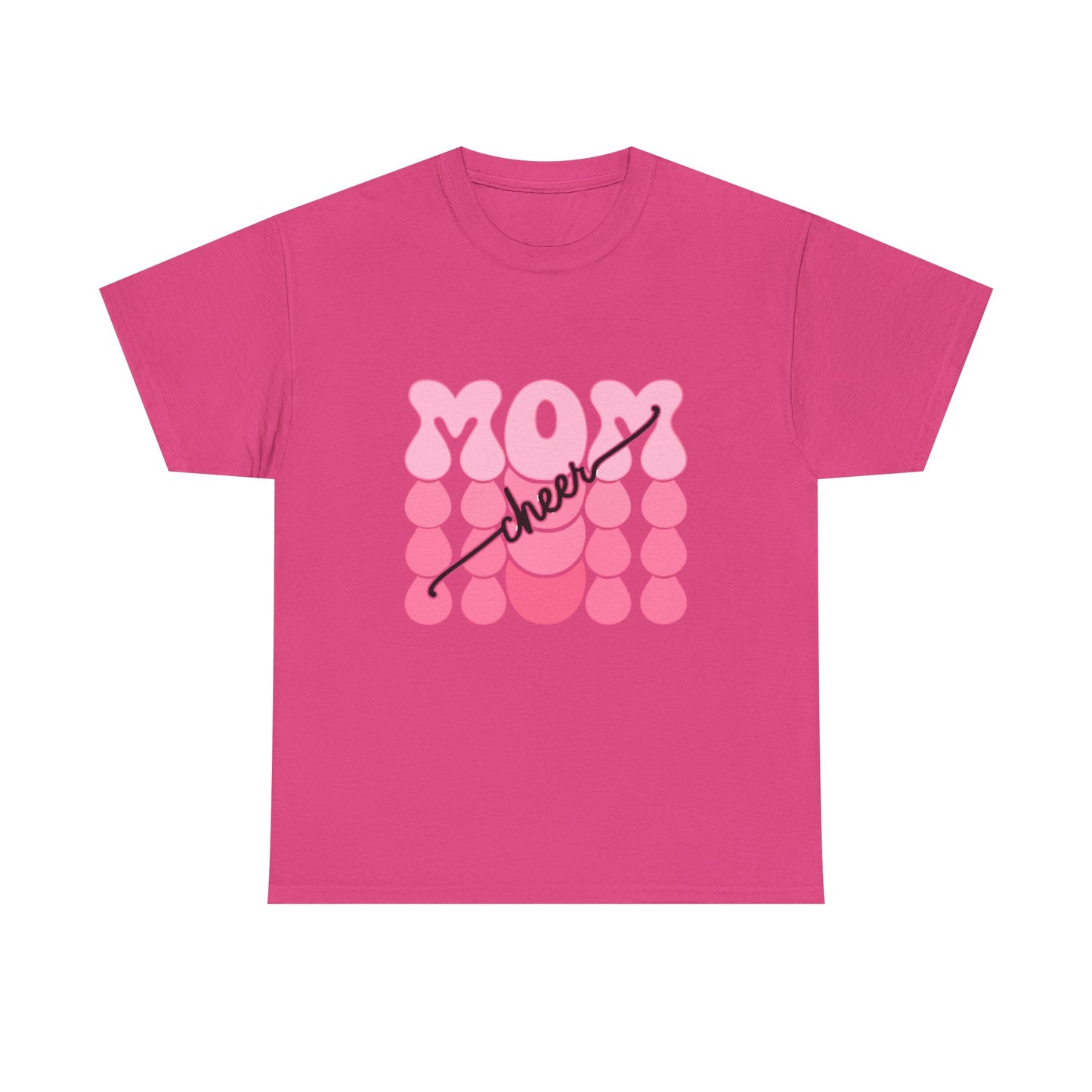 MOM Cheer – Pink Bubble Letter Spirit Tee