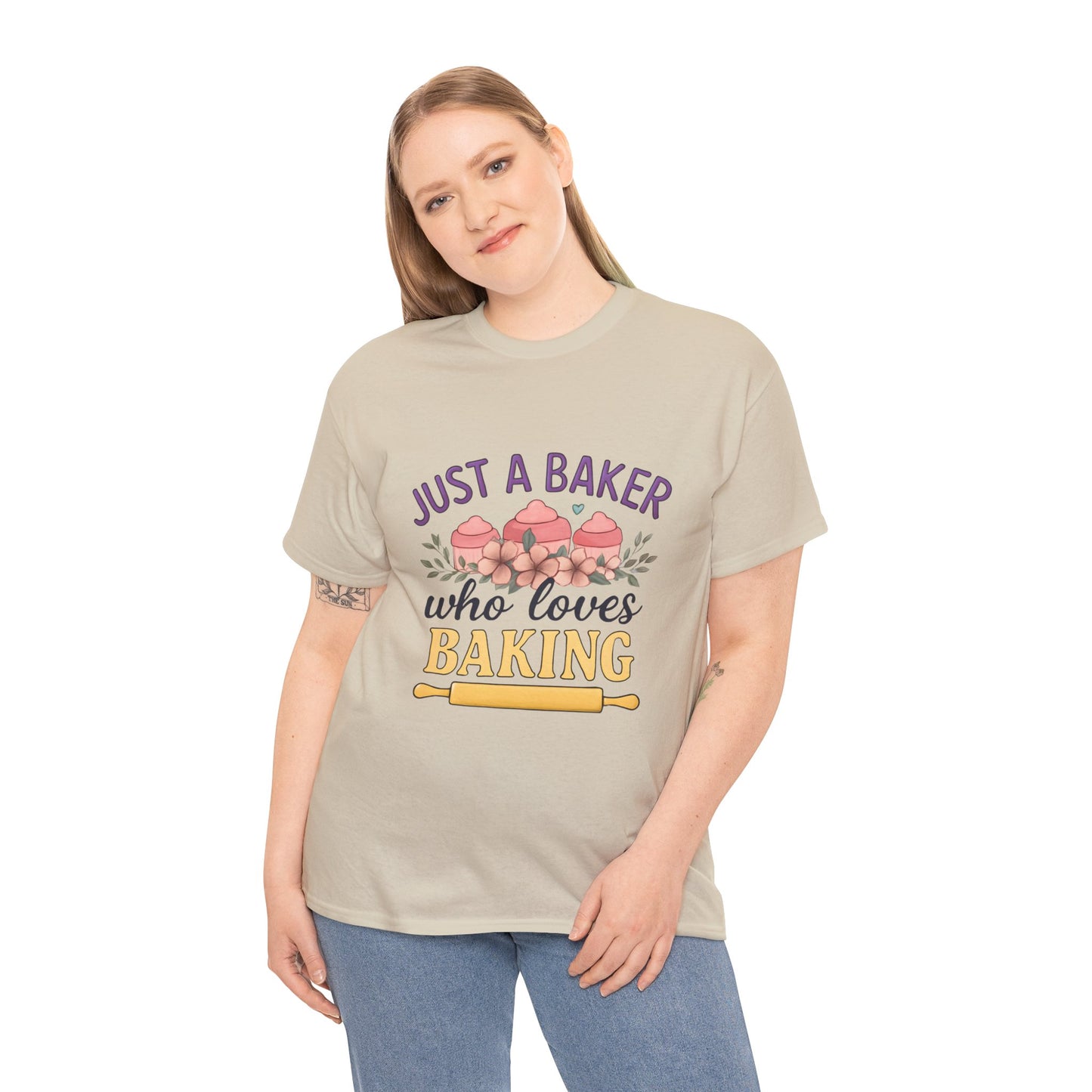 Baking Lover Tee with Cupcake and Rolling Pin Design