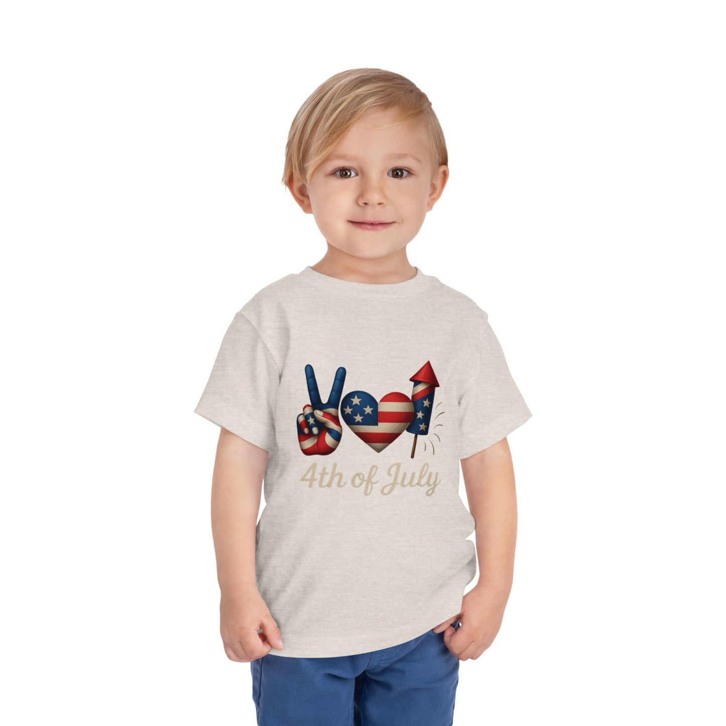 4th of July Peace & Heart Tee: Patriotic Toddler Shirt