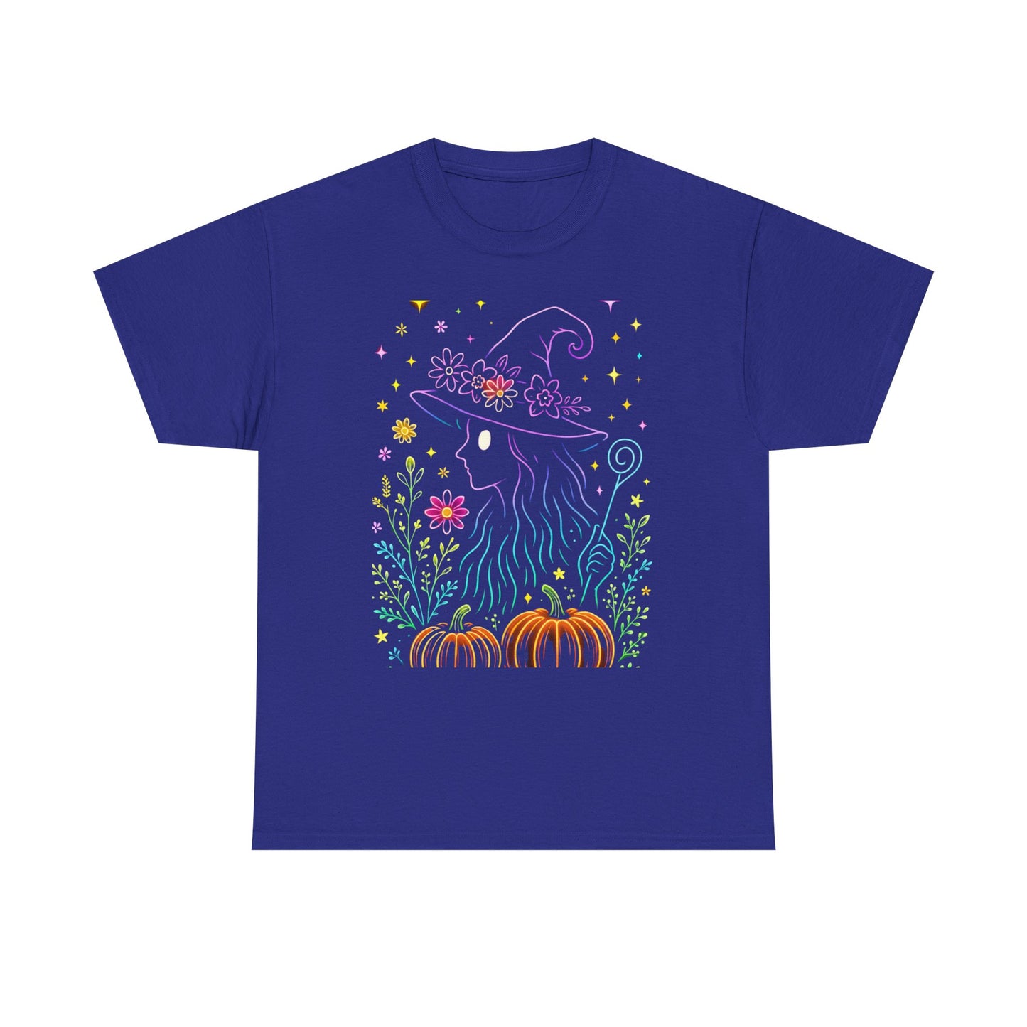 🌙 Whimsical Witch Cat Tee – Magical Halloween Pumpkin Shirt