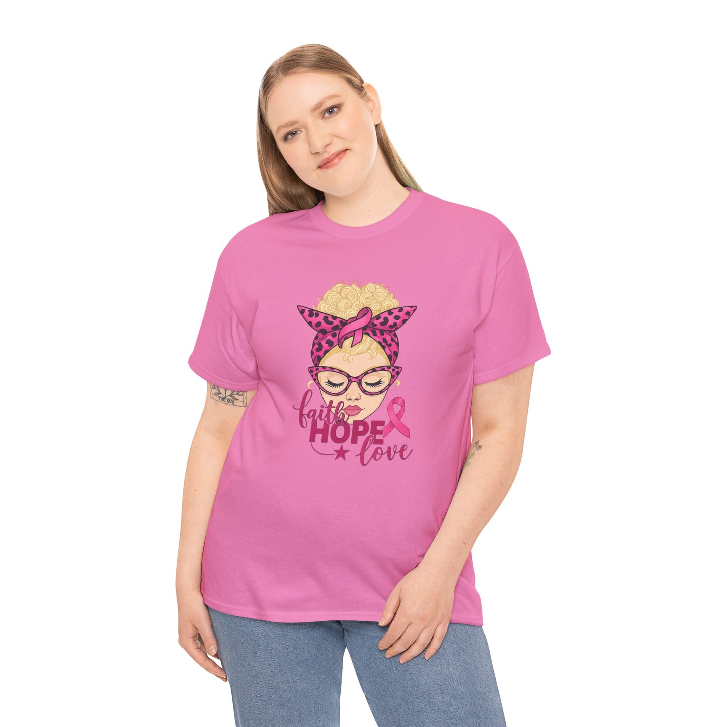 Hope Love Pink Ribbon Tee - Breast Cancer Awareness