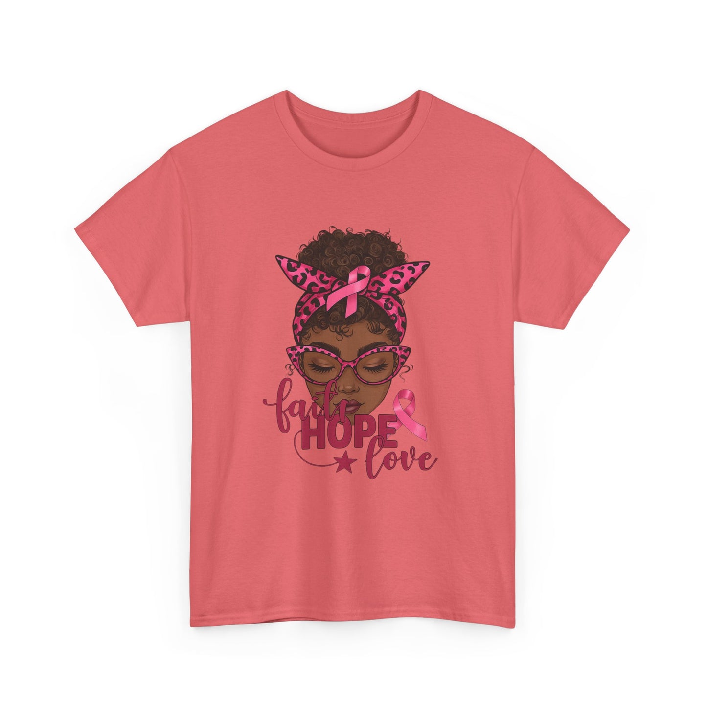 Hope Love Faith Black Woman Pink Ribbon Tee