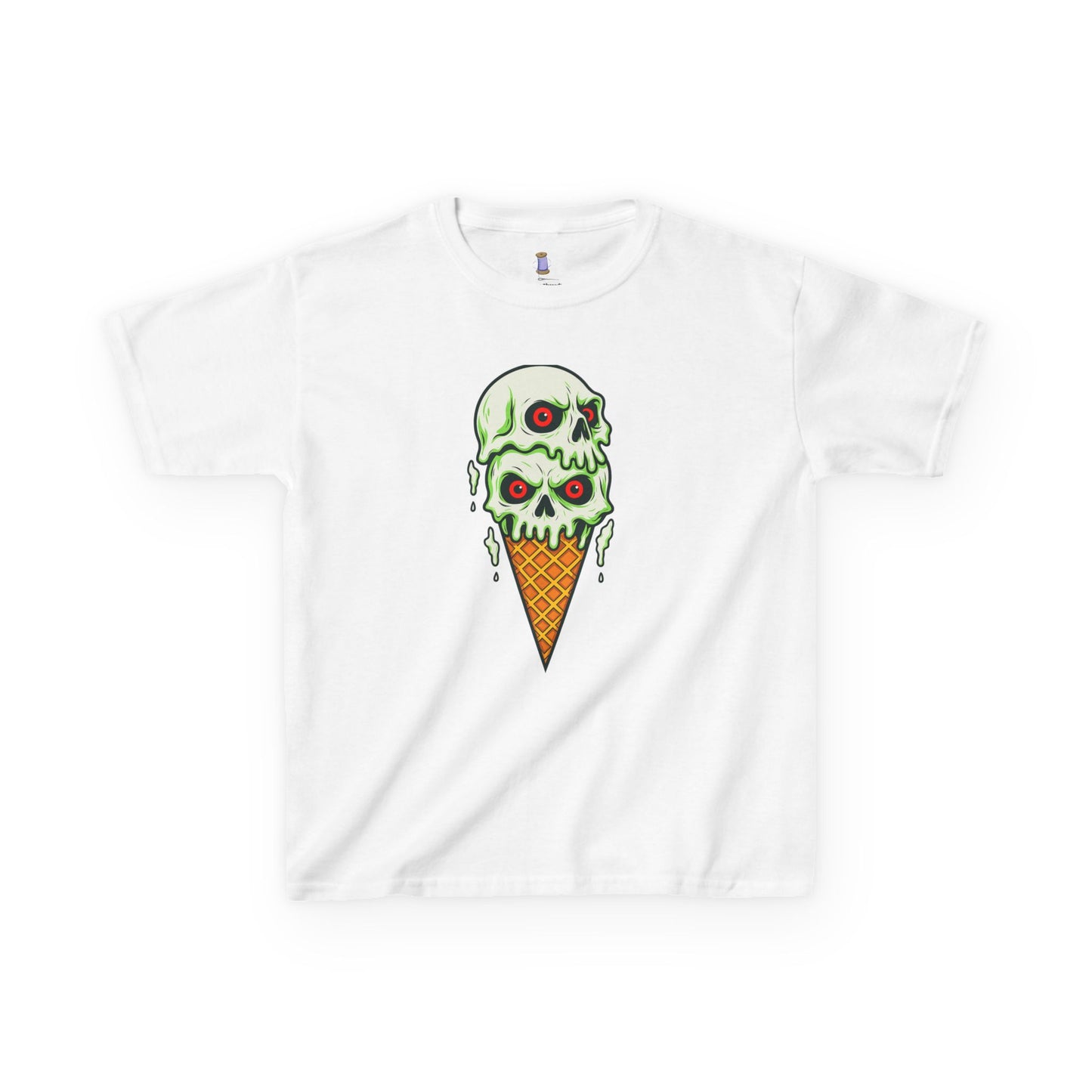 Kids Skull Ice Cream Tee, Cute T-Shirt for Kids, Halloween Apparel, Year-Round Fun, Trendy Summer Wear, Unique Gift Idea