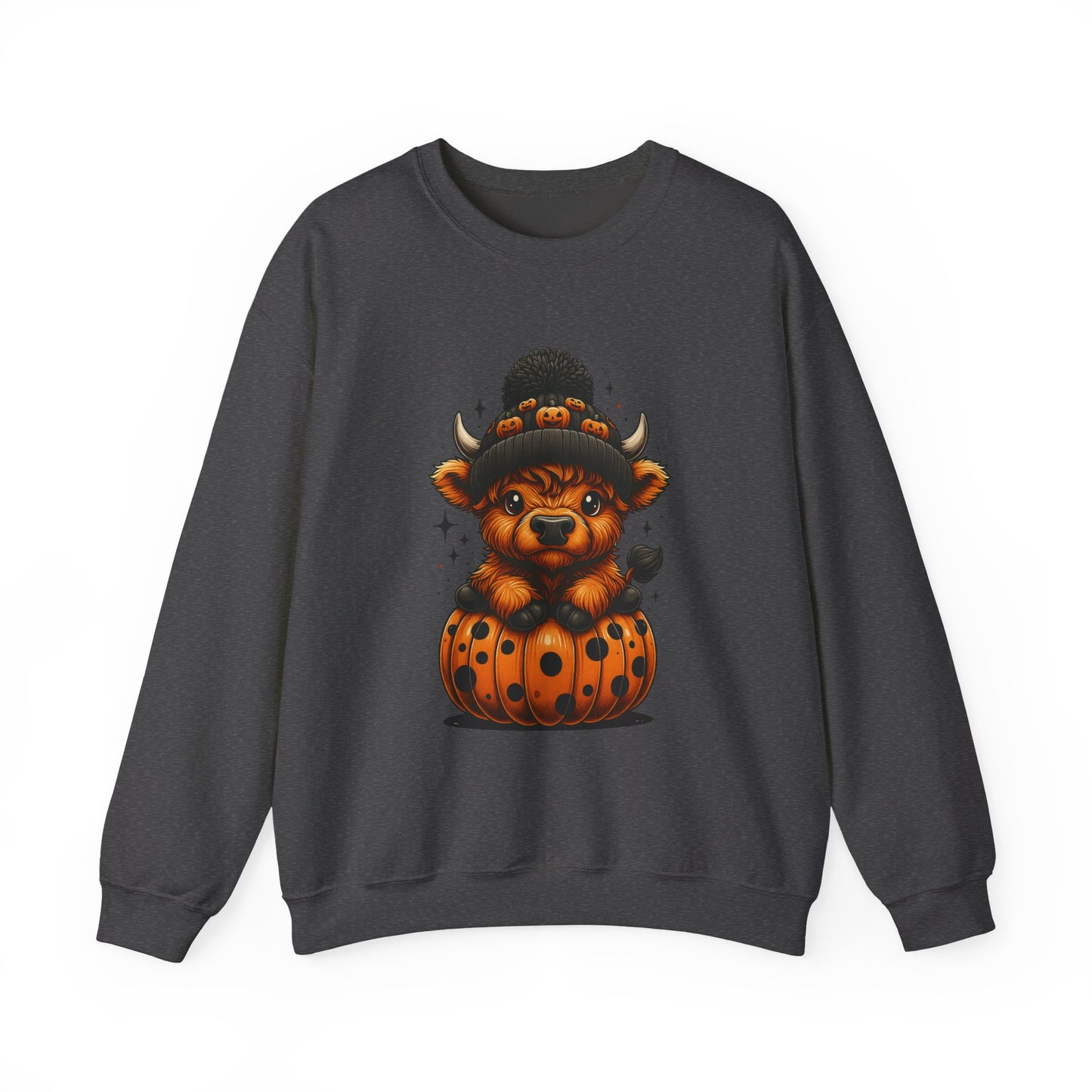 Halloween Cow Calf in Pumpkin Crewneck Sweatshirt