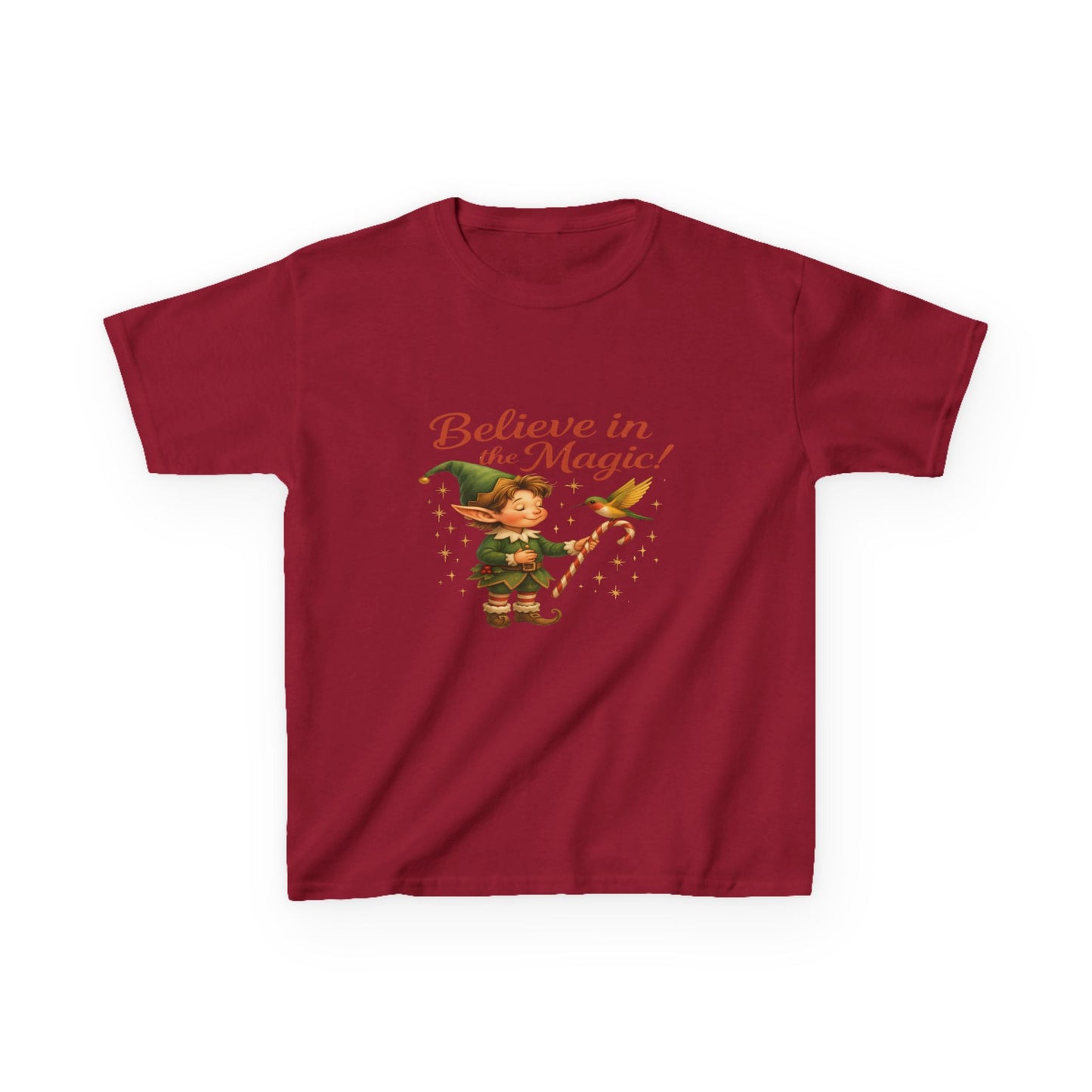 Believe in the Magic Elf & Dino Christmas Kids Tee