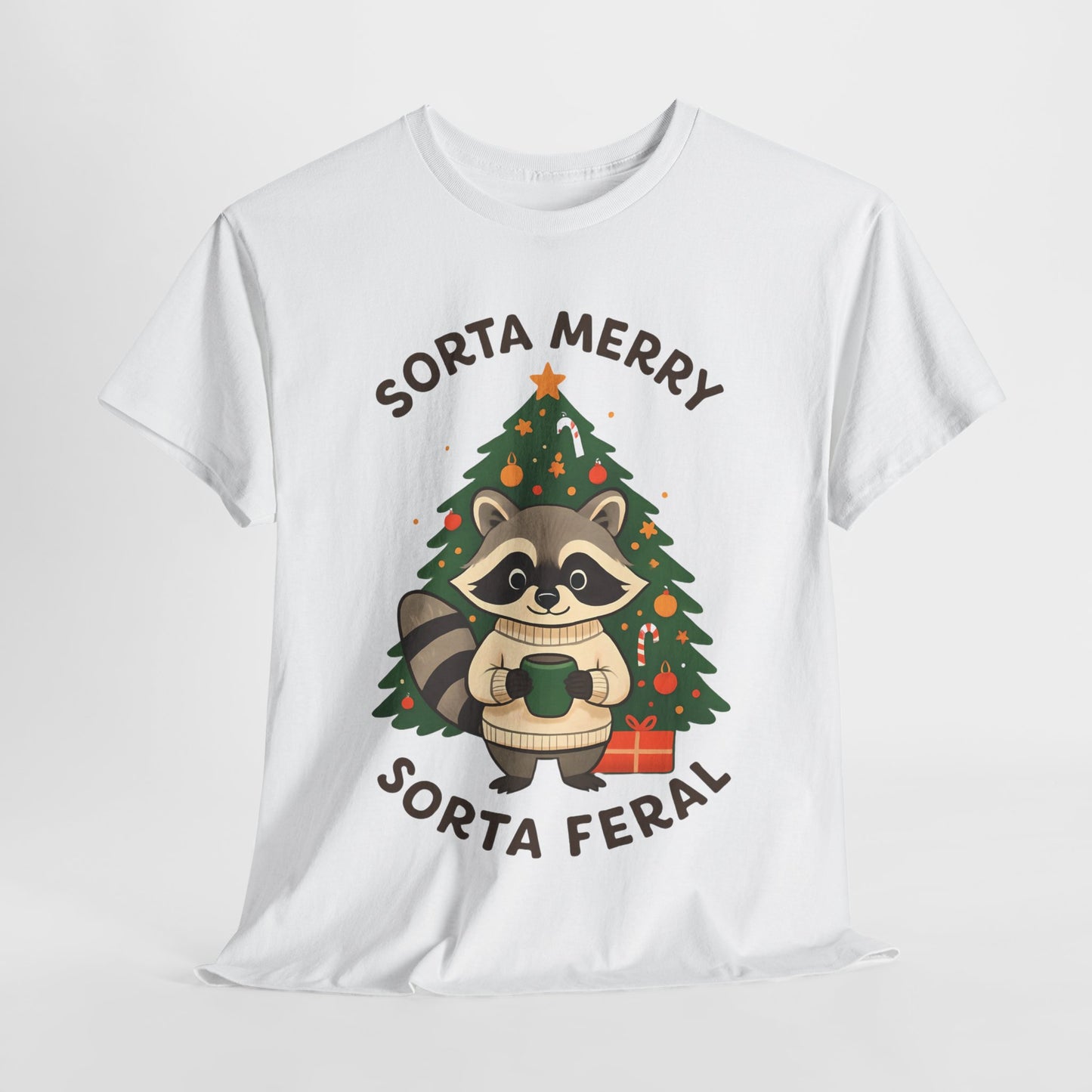 Sorta Merry Sorta Feral Raccoon Christmas Tee