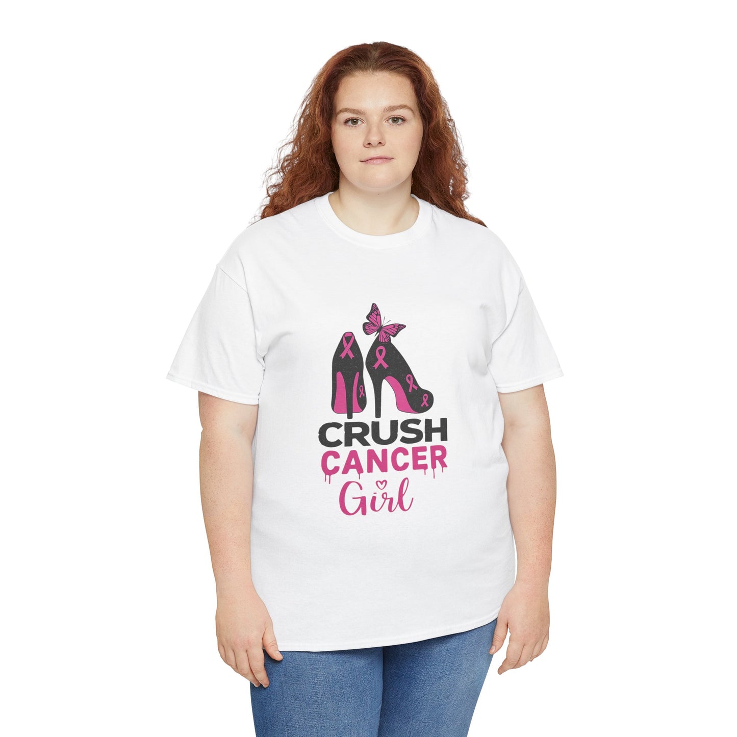 Crush Cancer Girl Tee: High Heels, Pink Ribbon, Hope
