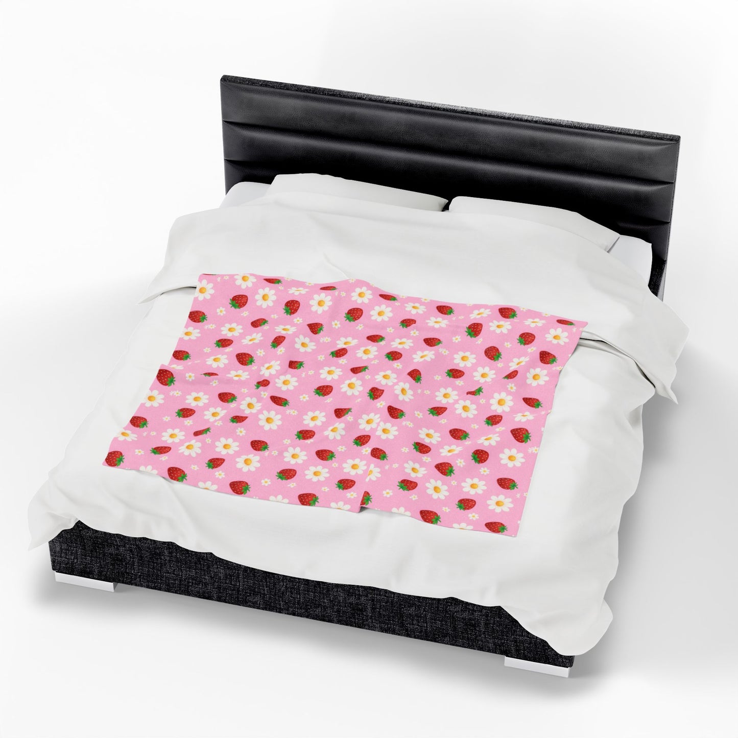 Cozy Strawberry Floral Blanket | Soft Plush Throw, Nursery Decor, Gift for Kids, Spring Home Accents, Cute Couch Cover