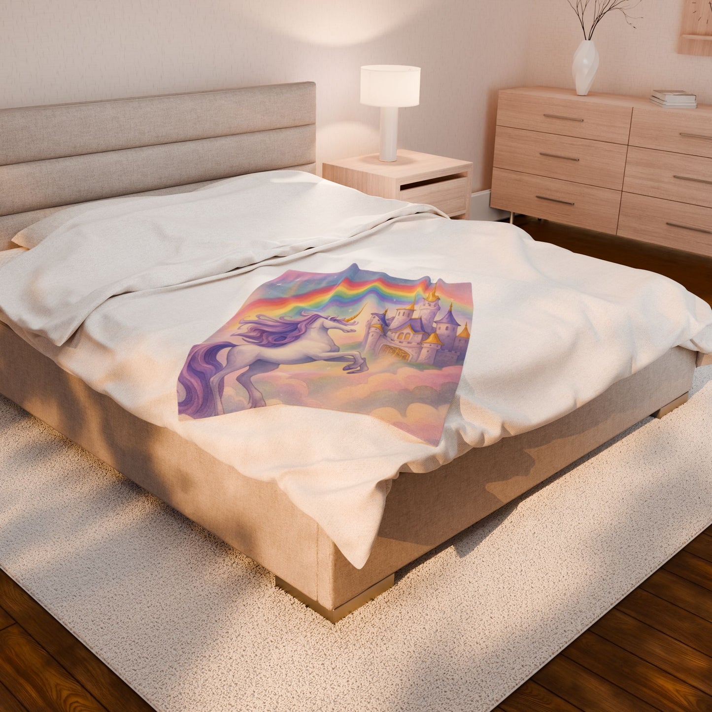 Unicorn Fantasy Plush Blanket, Cozy Kids Blanket, Dreamy Nursery Decor, Magical Gift for Birthdays, Rainbow Blanket for Girls