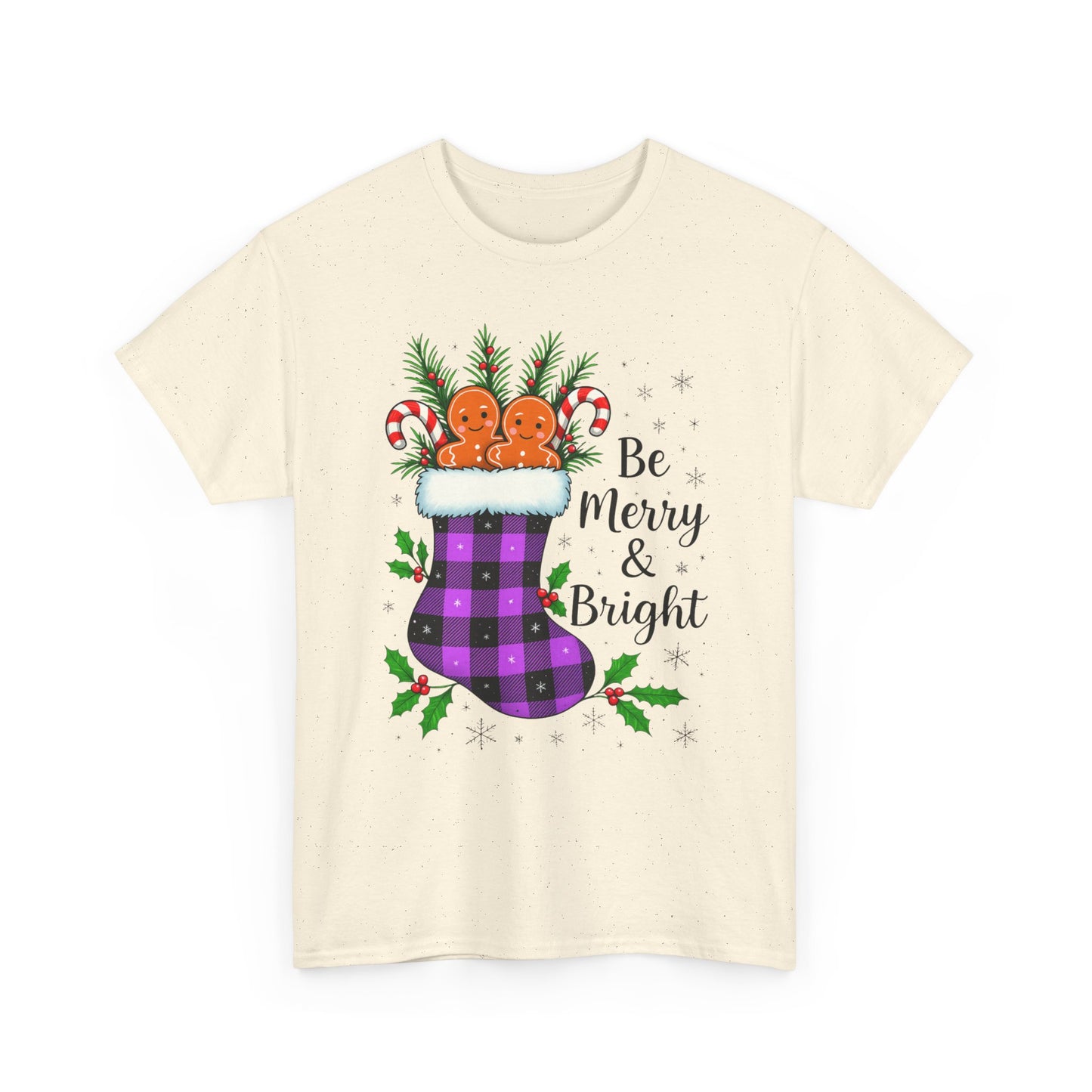 Buffalo Plaid Stocking Unisex Tee - Be Merry & Bright