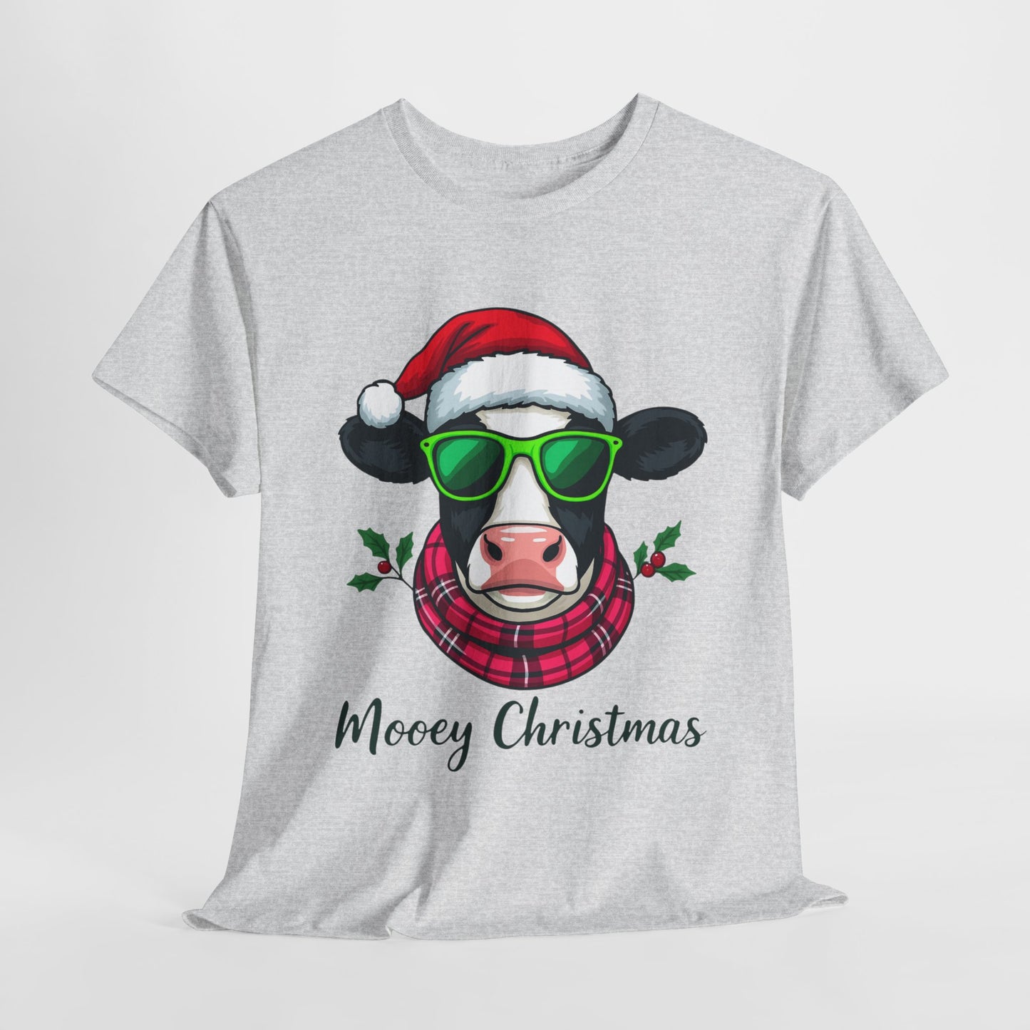 Moovey Christmas Cow Tee - Pink Plaid Scarf & Sunglasses