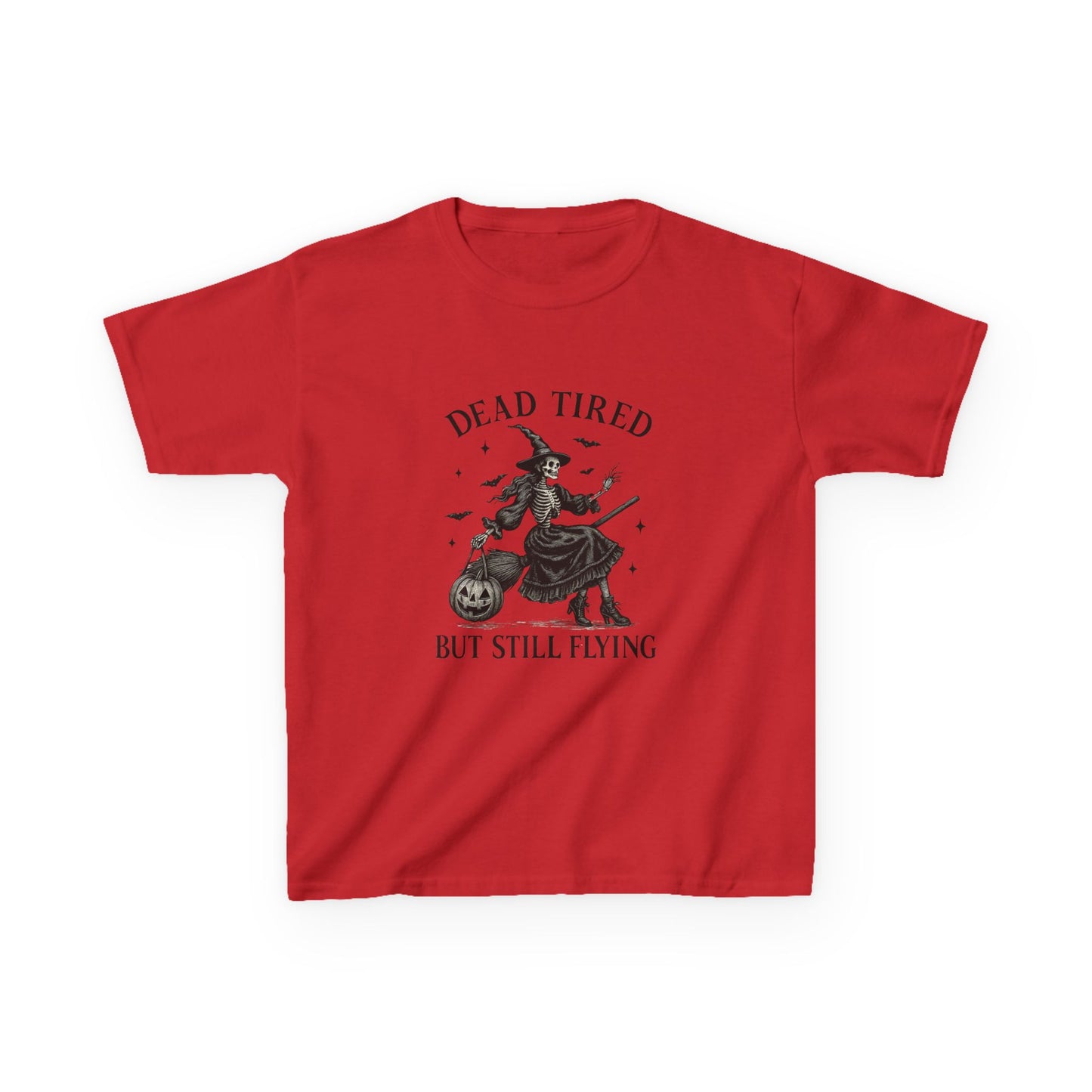 Dead Tired But Flying Skeleton Witch Tee