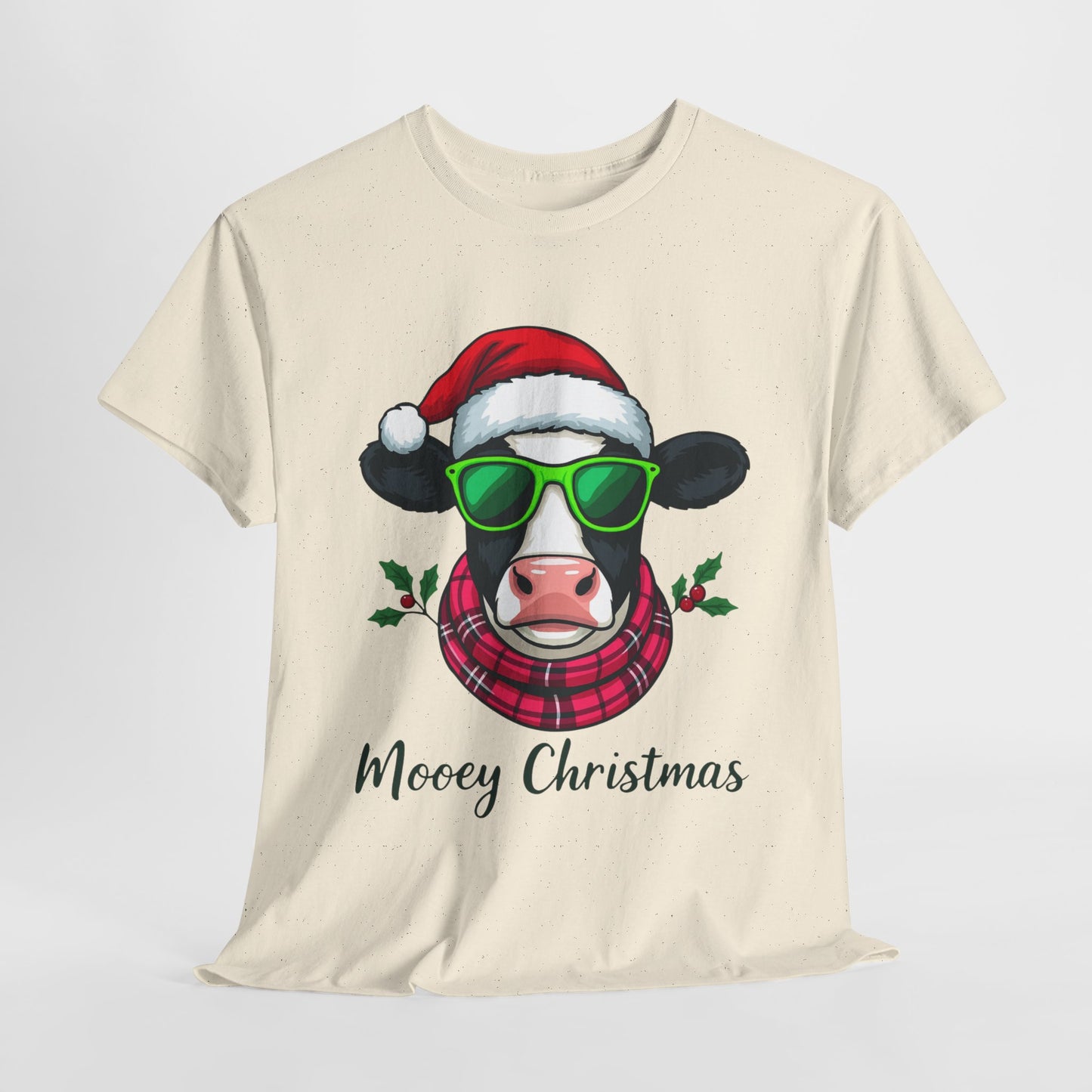 Moovey Christmas Cow Tee - Pink Plaid Scarf & Sunglasses