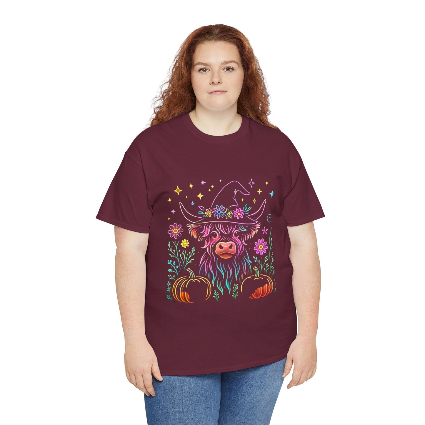 🎃 Magical Highland Cow Tee – Witchy Pumpkin Farm Shirt