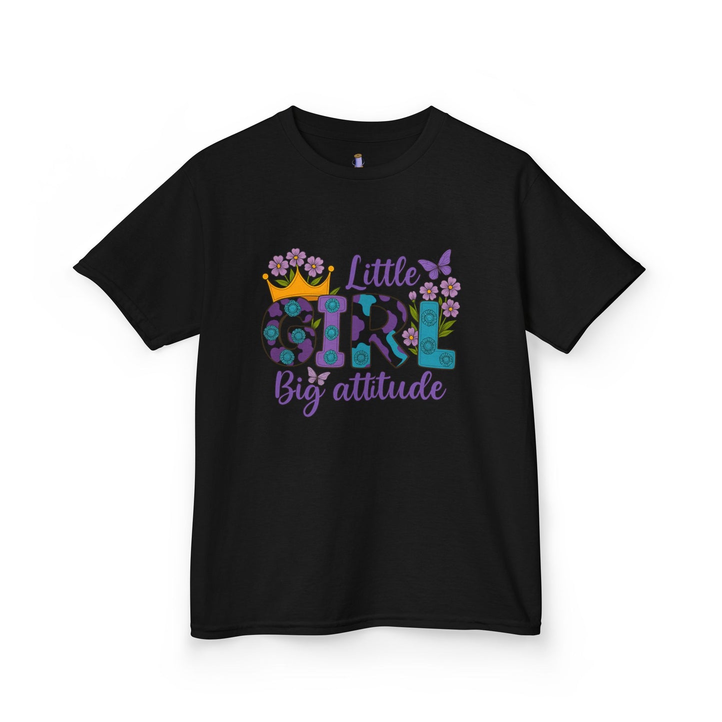 Whimsical Kids Tee for Big Attitude, Fun T-Shirt for Girls, Playful Cotton Shirt, Gift for Birthdays or Celebrations