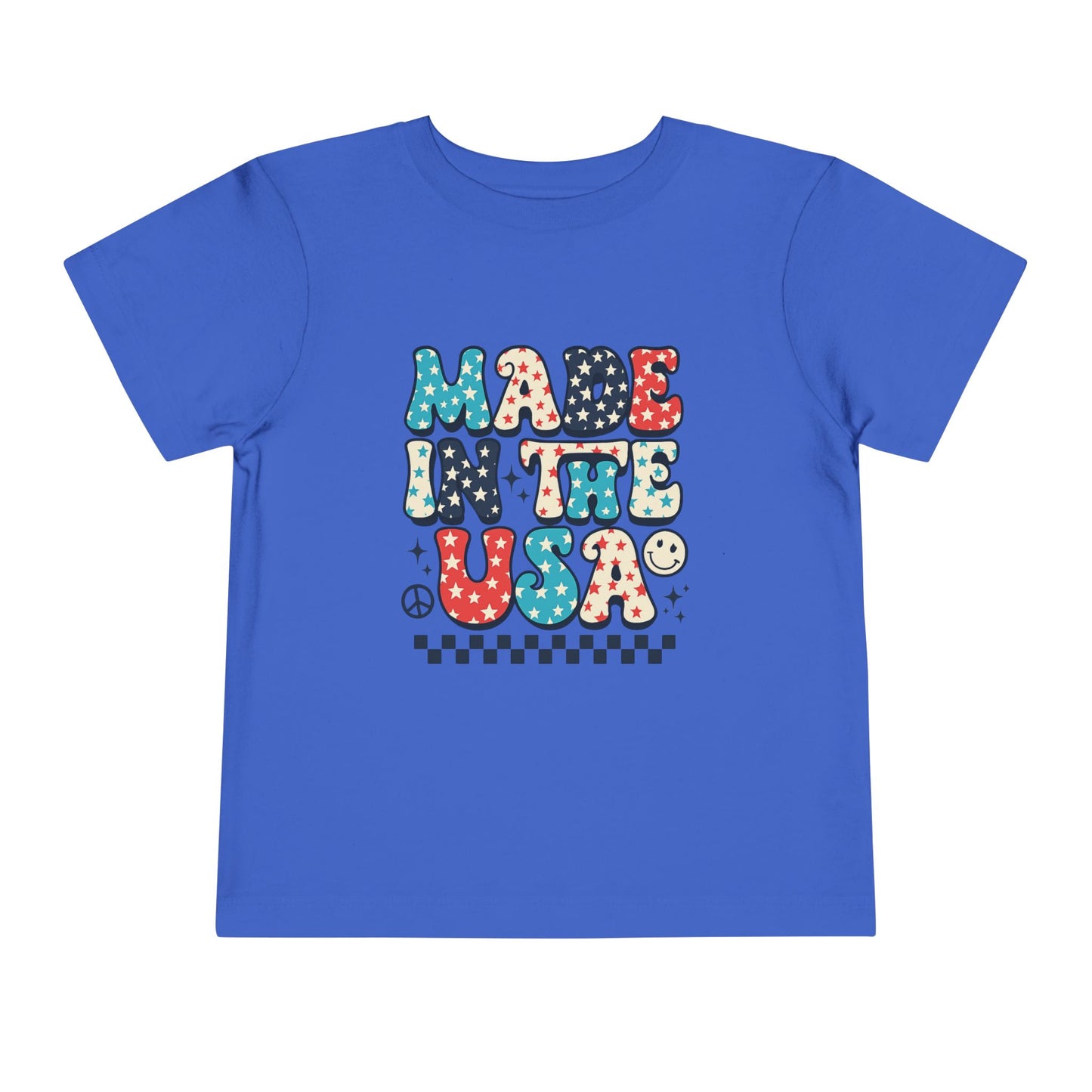 Toddler Tee Vintage Made in USA Retro Smiley Peace Sign Star Design