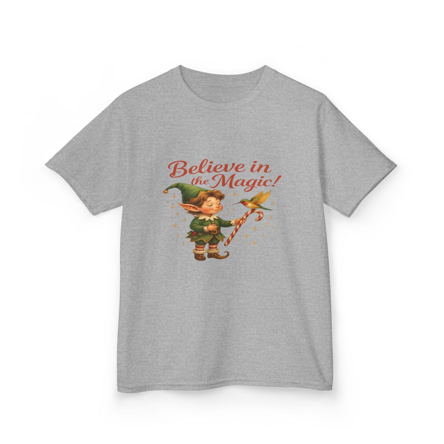 Believe in the Magic Elf & Dino Christmas Kids Tee