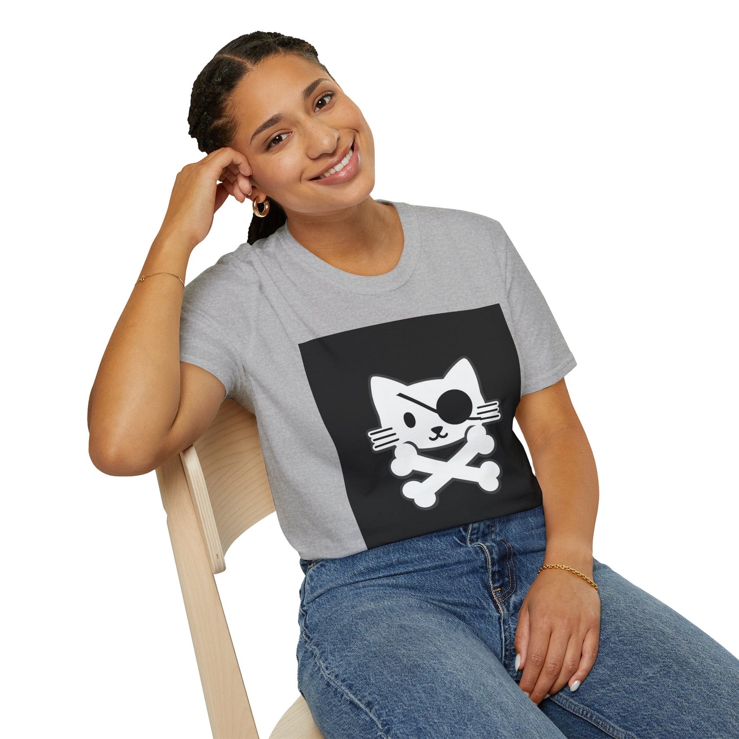 Pirate Cat Unisex T-Shirt, Playful Tee, Gift for Cat Lovers, Cute Animal Shirt, Fun Fashion for Parties, Casual Wear