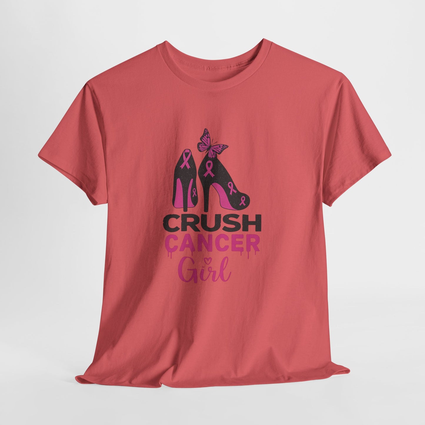 Crush Cancer Girl Tee: High Heels, Pink Ribbon, Hope