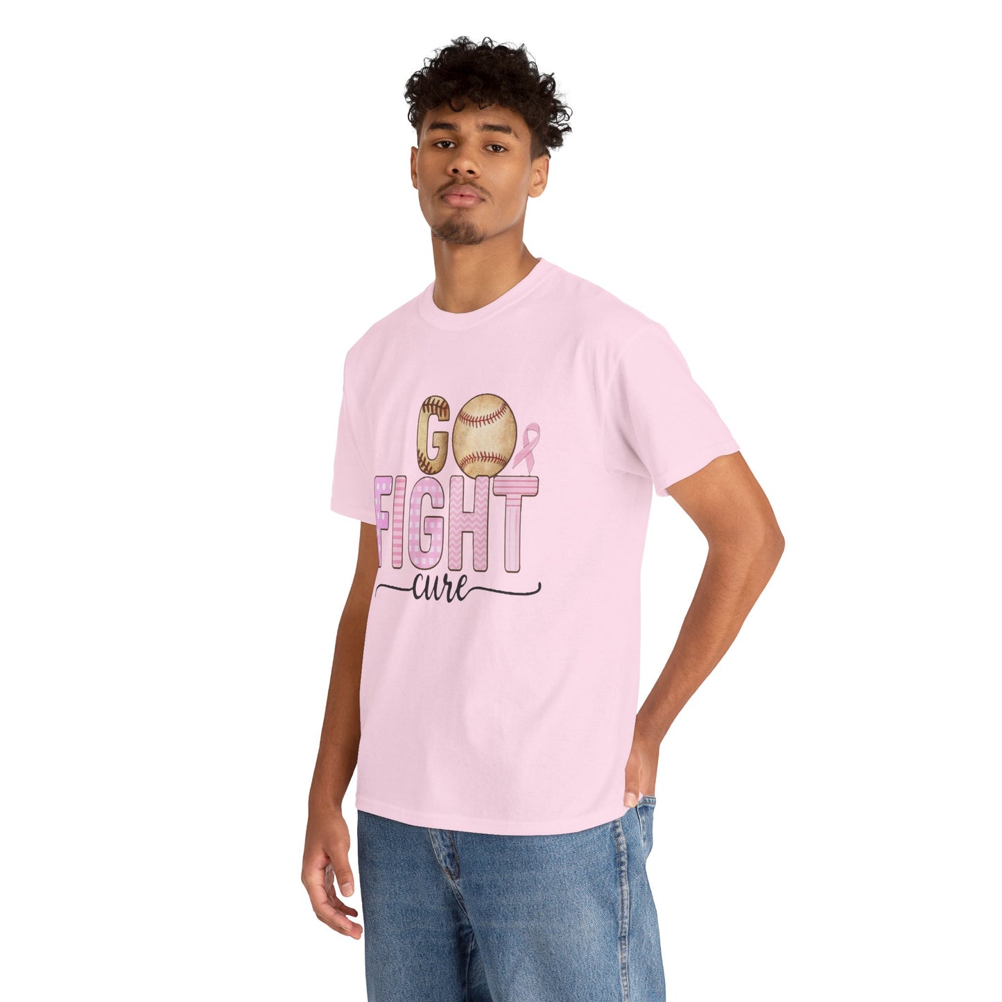 Go Fight Cure Baseball Pink Ribbon Awareness Tee