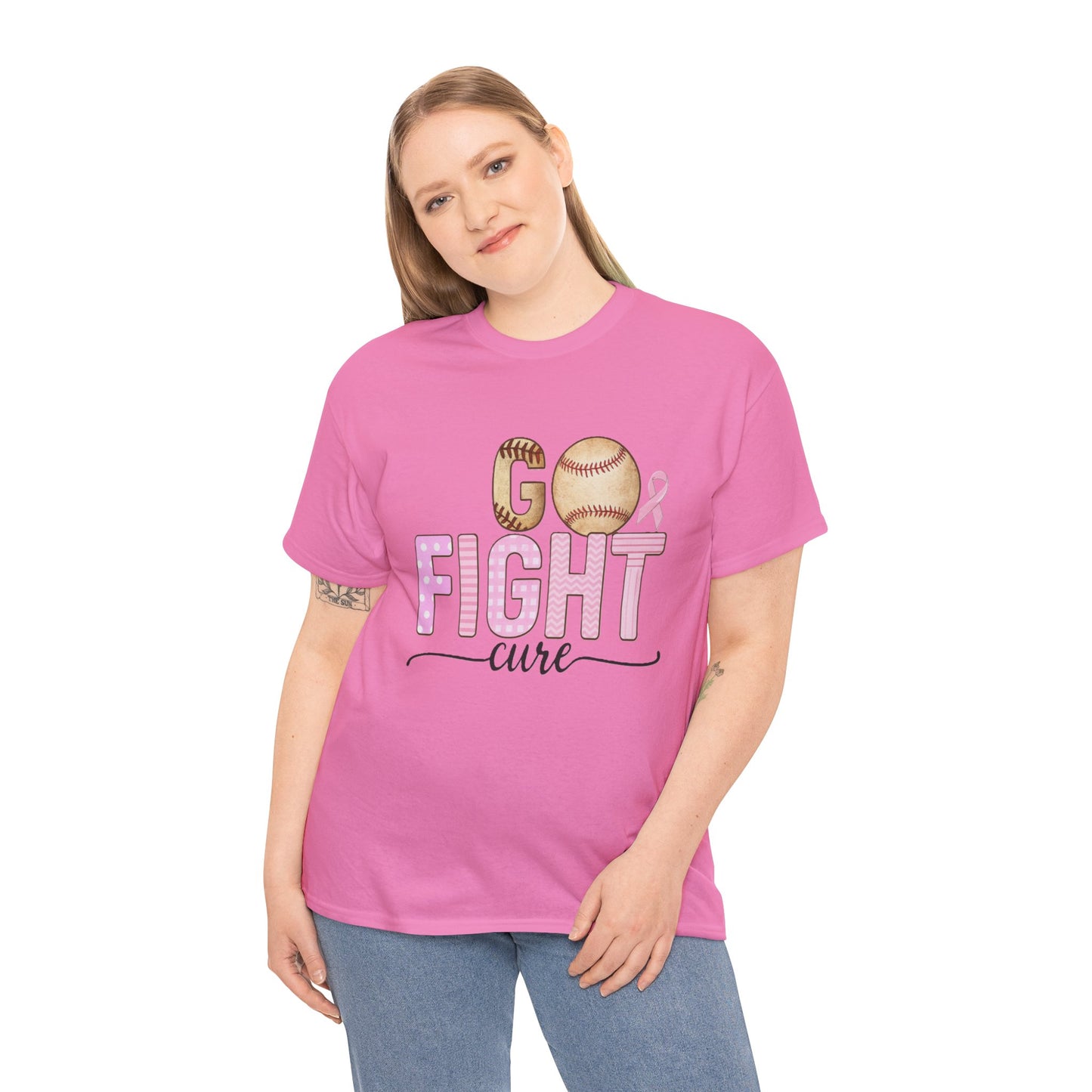 Go Fight Cure Baseball Pink Ribbon Awareness Tee