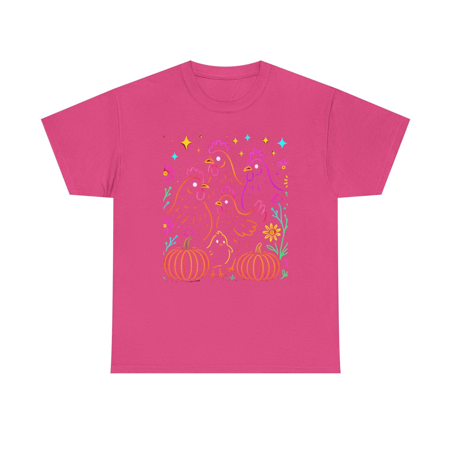 Autumn Glow Chicken Tee – Colorful Farmhouse Pumpkin Shirt