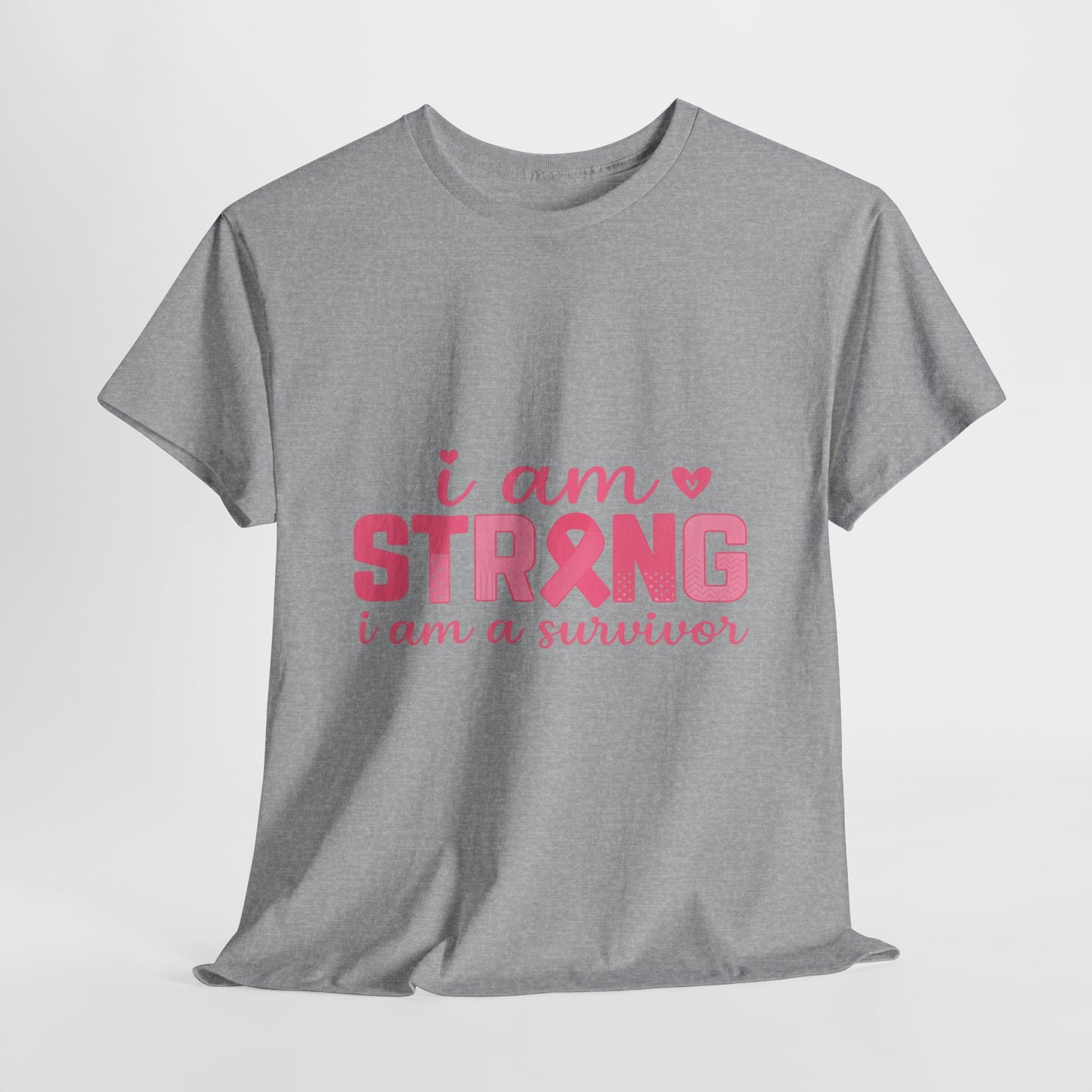 I AM STRONG - Pink Ribbon Breast Cancer Awareness Tee