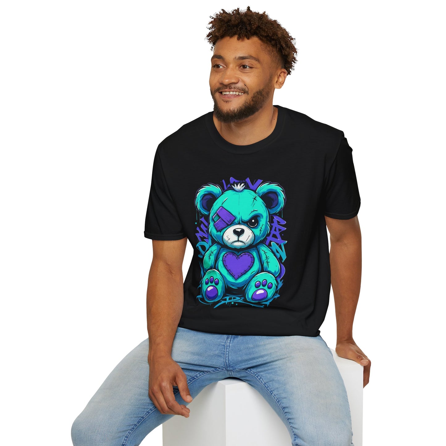 Adorable Grumpy Bear Unisex Softstyle T-Shirt | Cute Graphic Tee, Casual Wear, Gift for Animal Lovers, Birthday Present, Fun Fashion