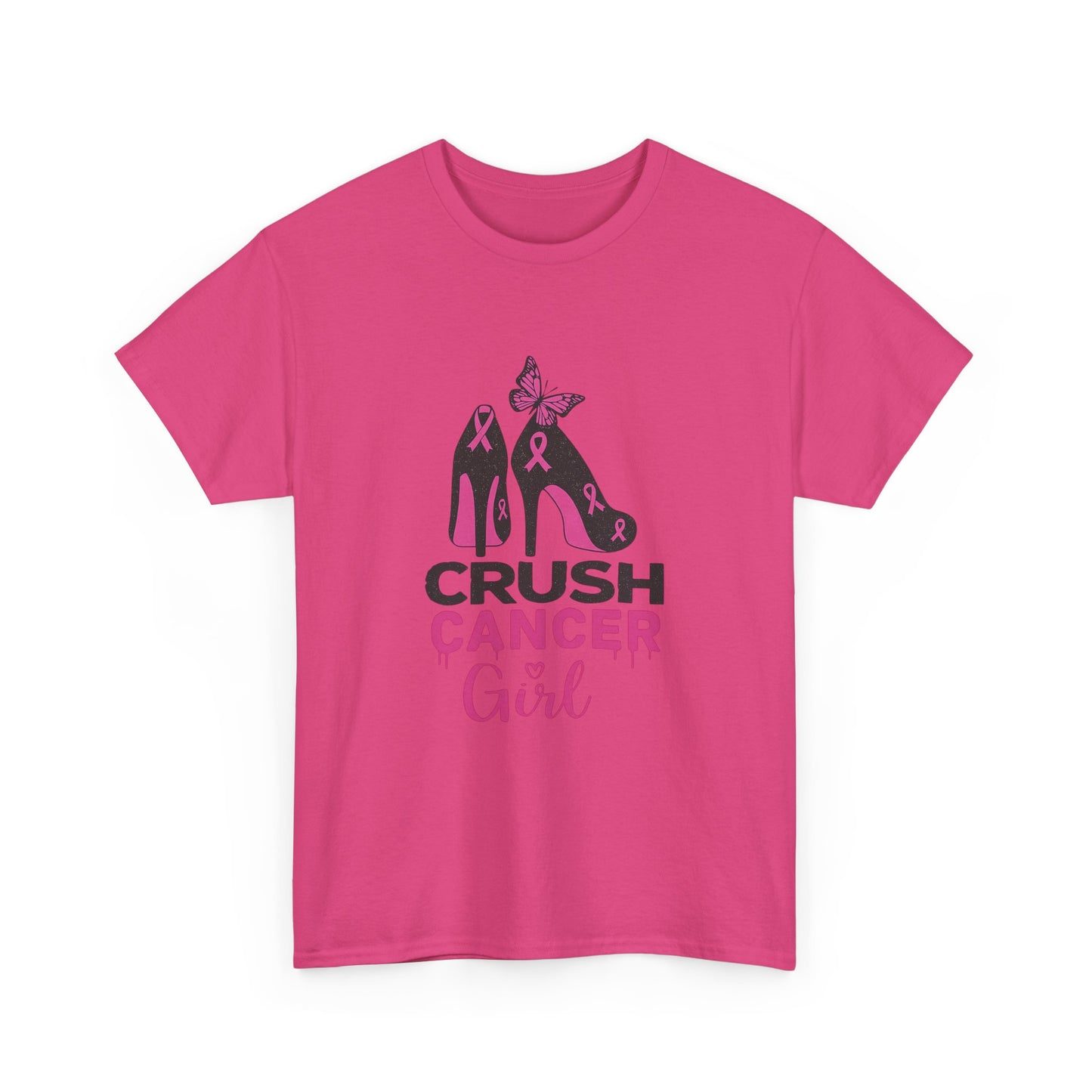 Crush Cancer Girl Tee: High Heels, Pink Ribbon, Hope