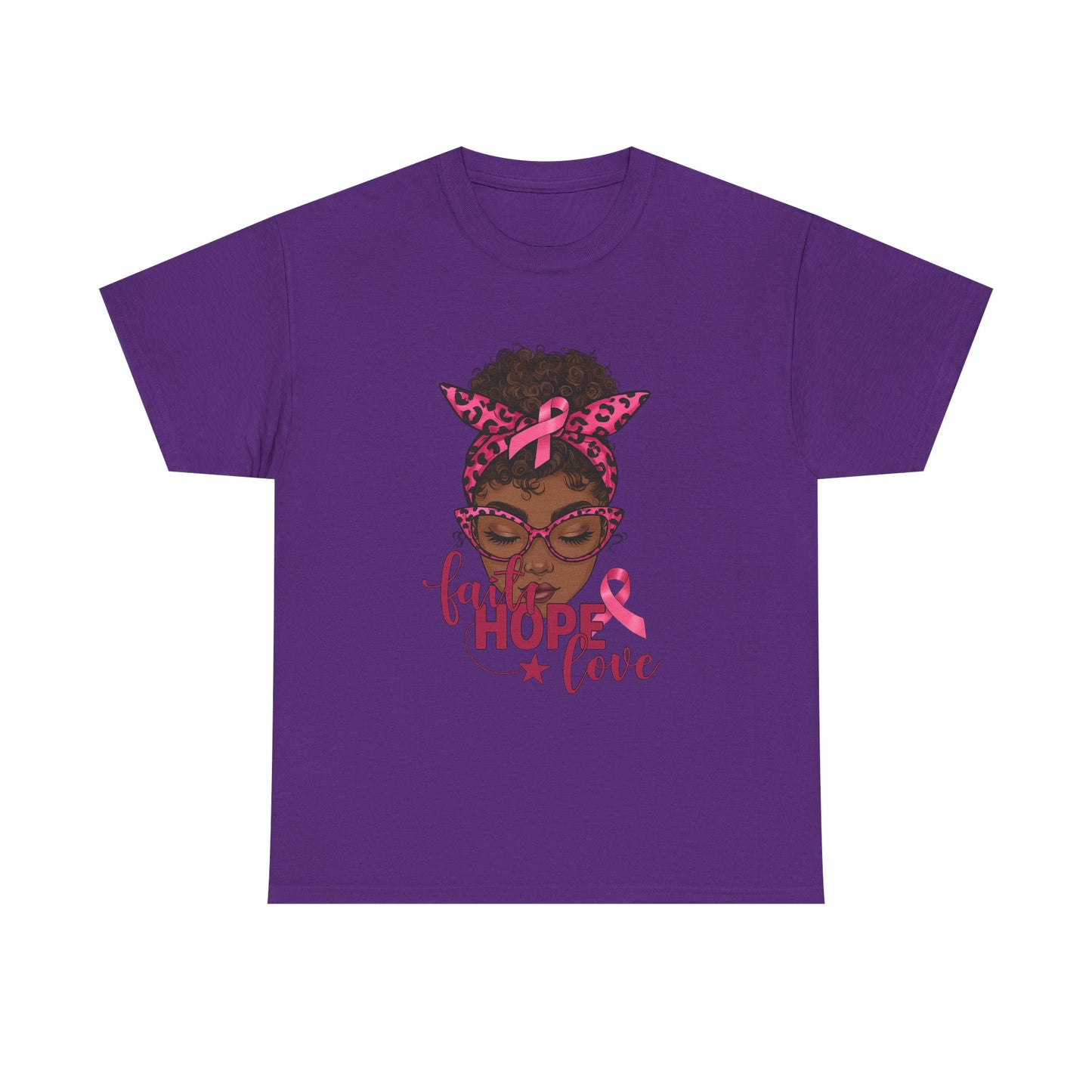 Hope Love Faith Black Woman Pink Ribbon Tee