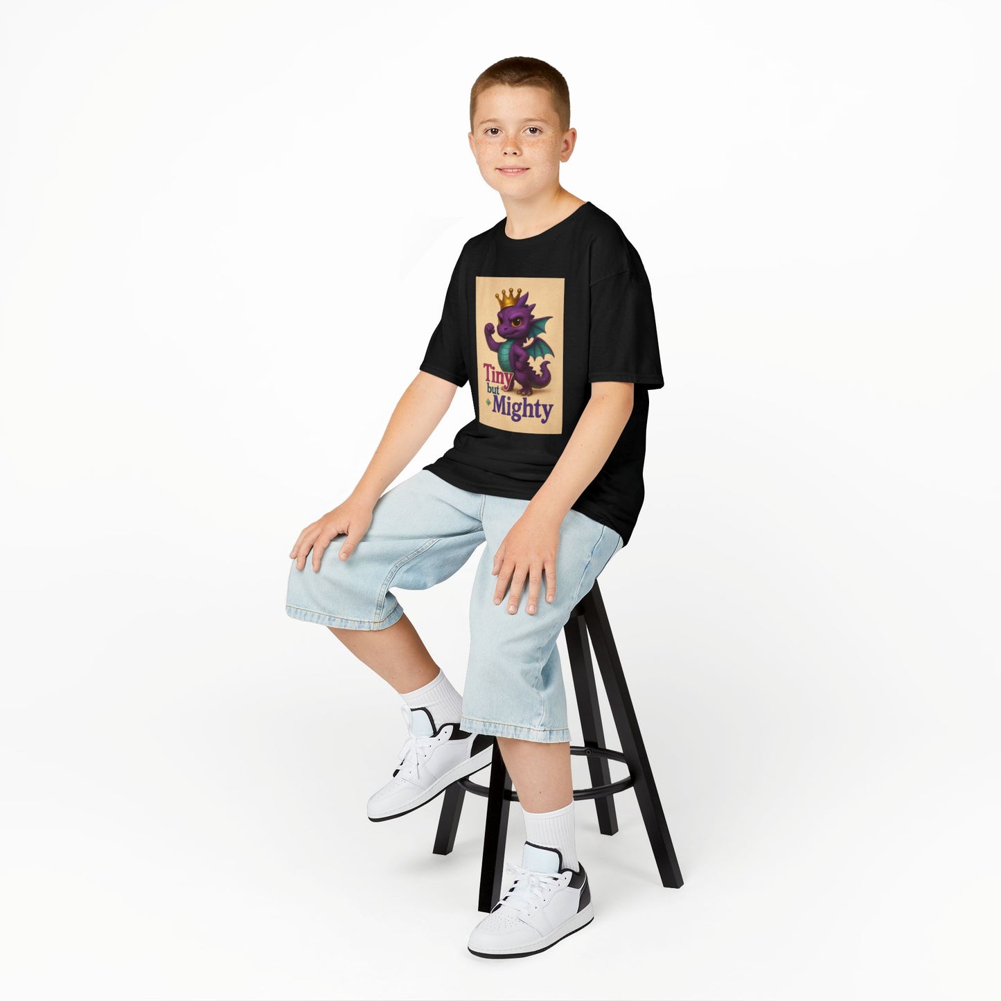 Kids Dragon Tee, Fun Kids T-Shirt, Tiny but Mighty Shirt, Unique Kids Apparel, Gift for Young Adventurers, Cute Dragon Design