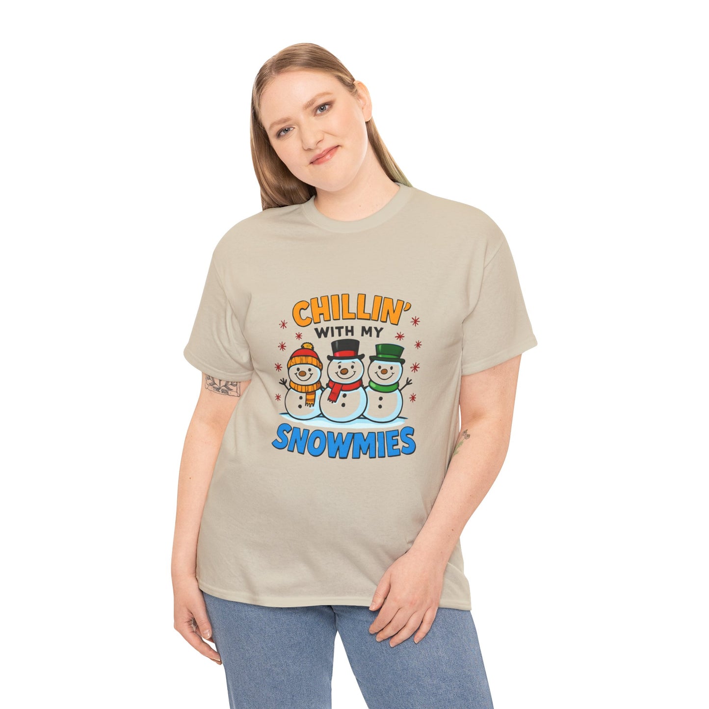 Relajándome con mis amigos de la nieve - Camiseta de concienciación sobre el cáncer