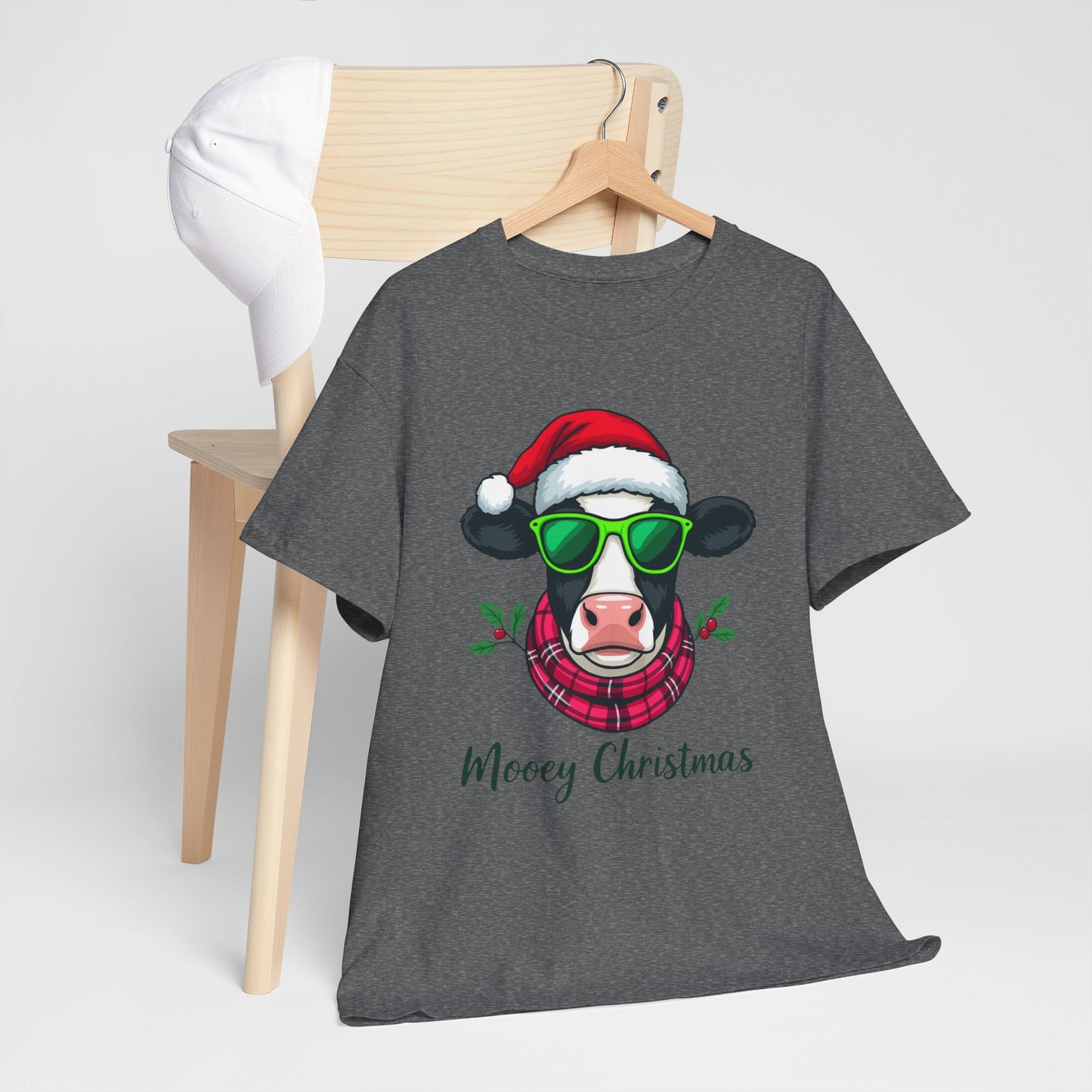 Moovey Christmas Cow Tee - Pink Plaid Scarf & Sunglasses
