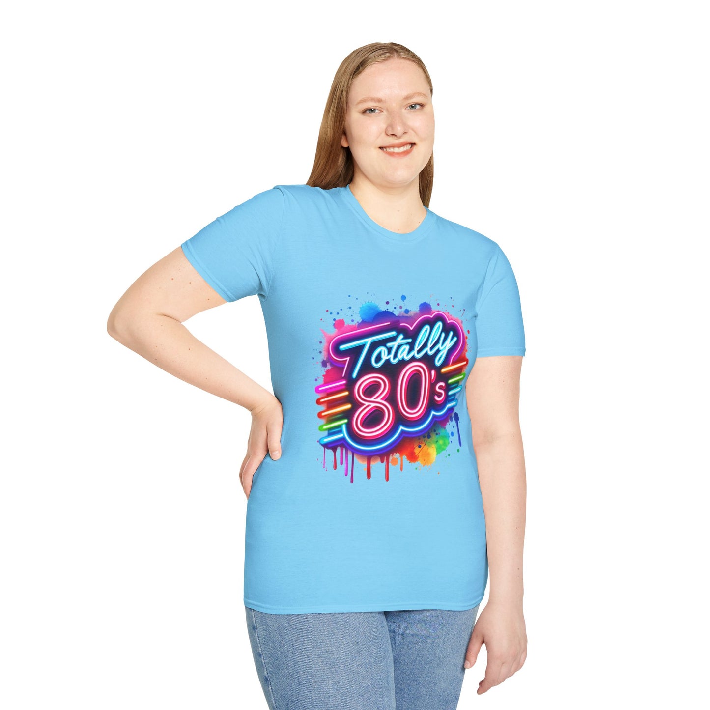 Totally 80s Unisex Softstyle T-Shirt – Retro Vintage Tee, Nostalgic Gift, Party Shirt, Perfect for 80s Theme Events, Festival Wear