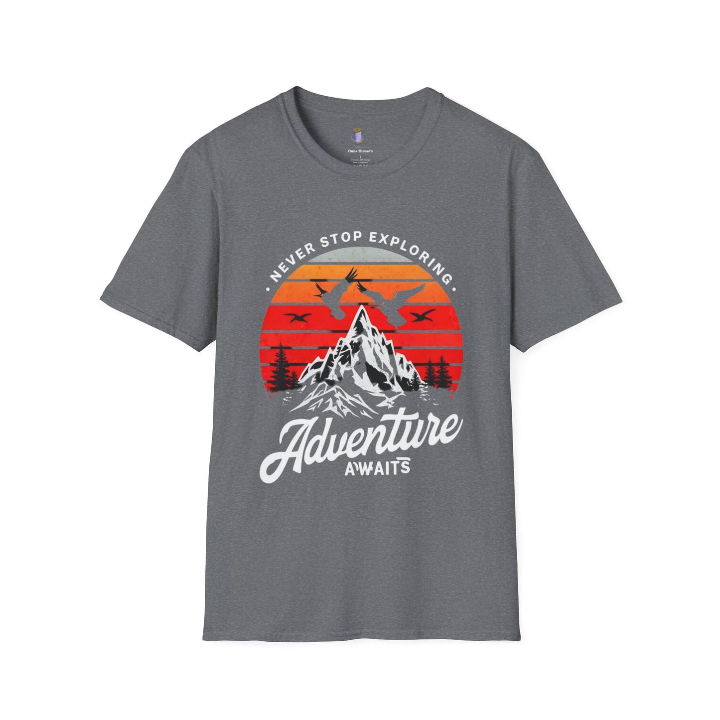 Adventure Awaits T-Shirt | Unisex Softstyle Tee | Perfect for Travel Lovers, Outdoor Adventures, Camping, Nature Gifts, Explore