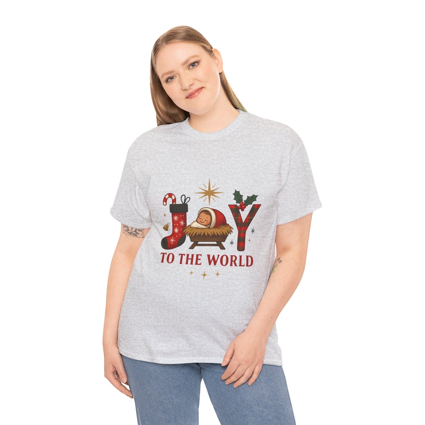 Christmas Joy Unisex Tee with Baby Jesus Illustration