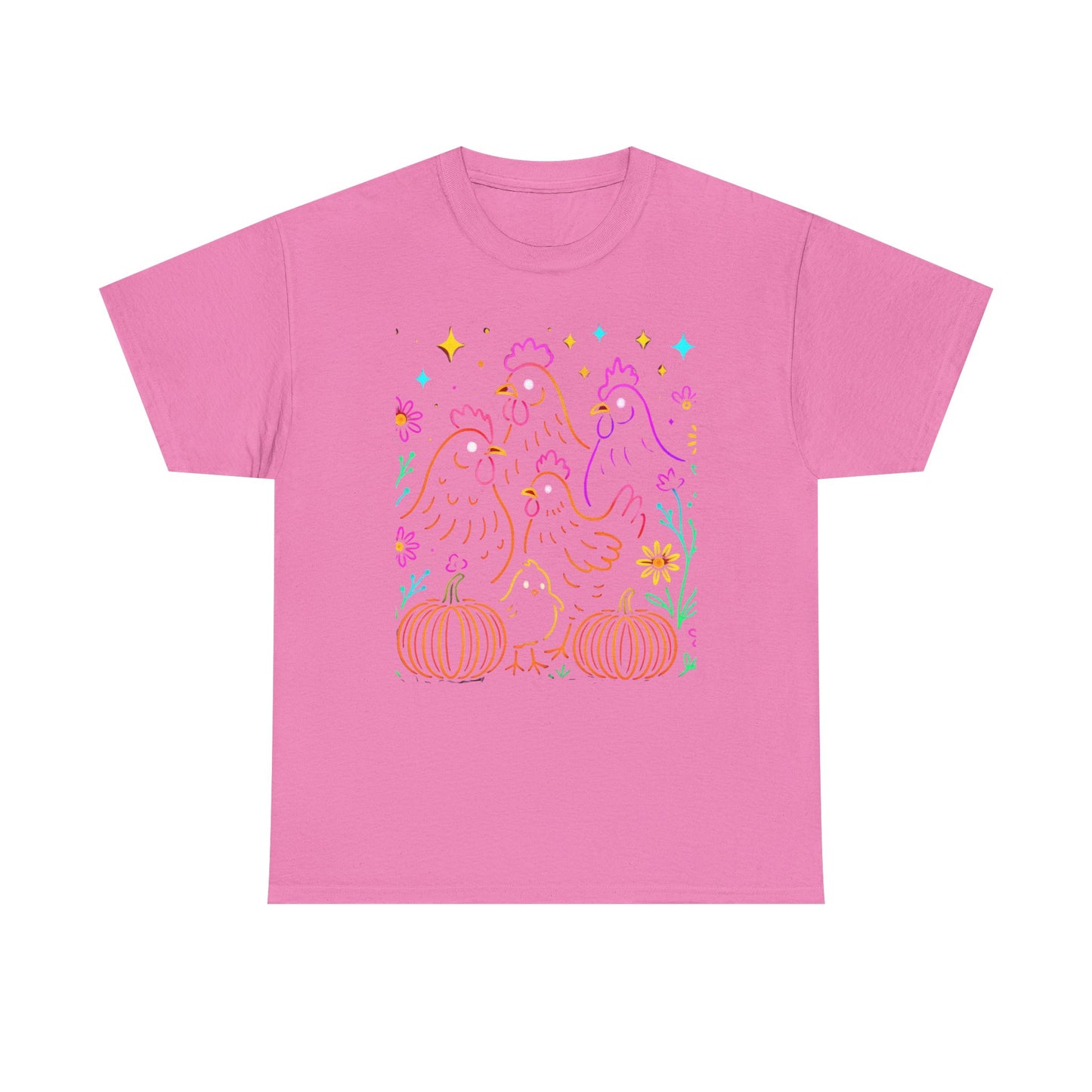 Autumn Glow Chicken Tee – Colorful Farmhouse Pumpkin Shirt