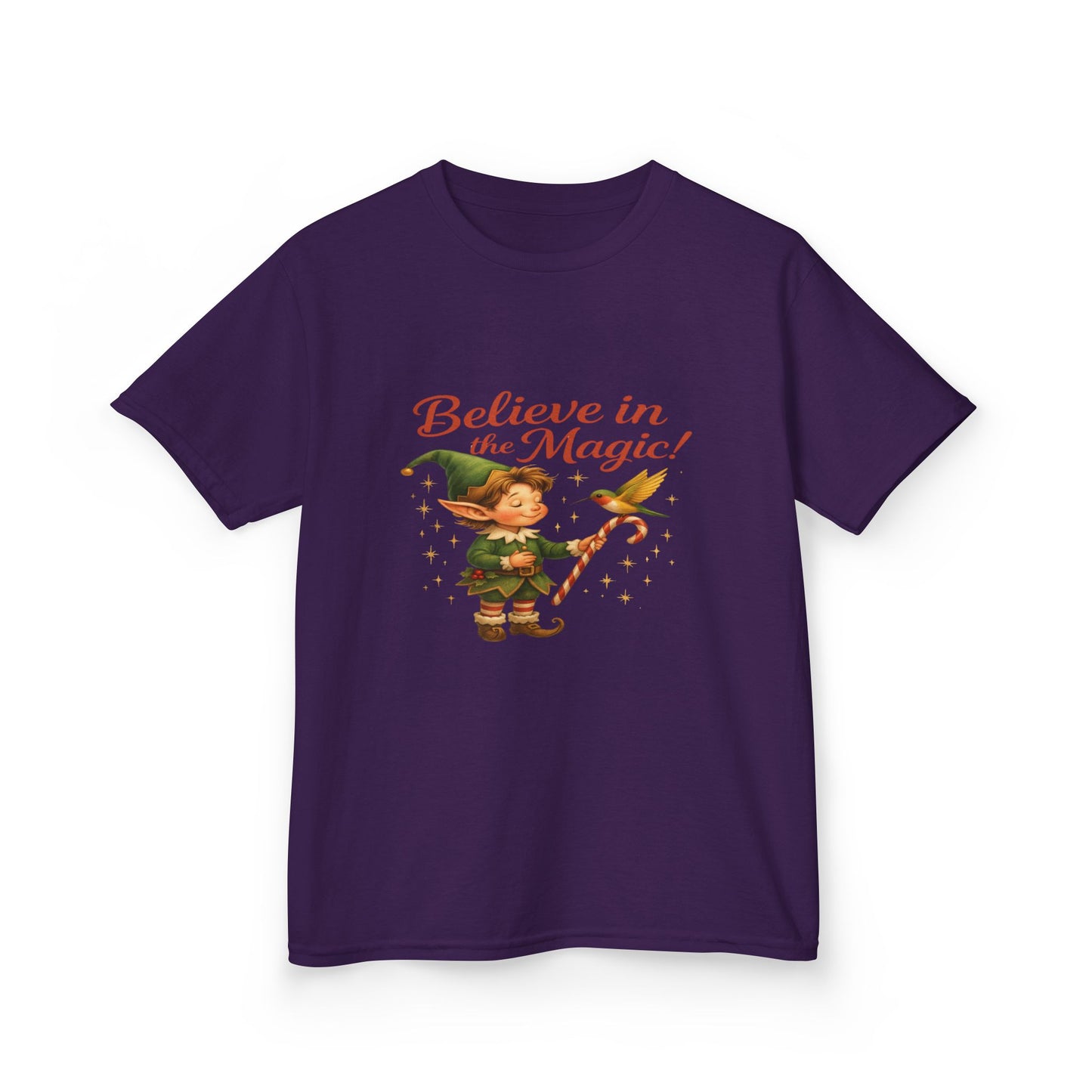 Believe in the Magic Elf & Dino Christmas Kids Tee