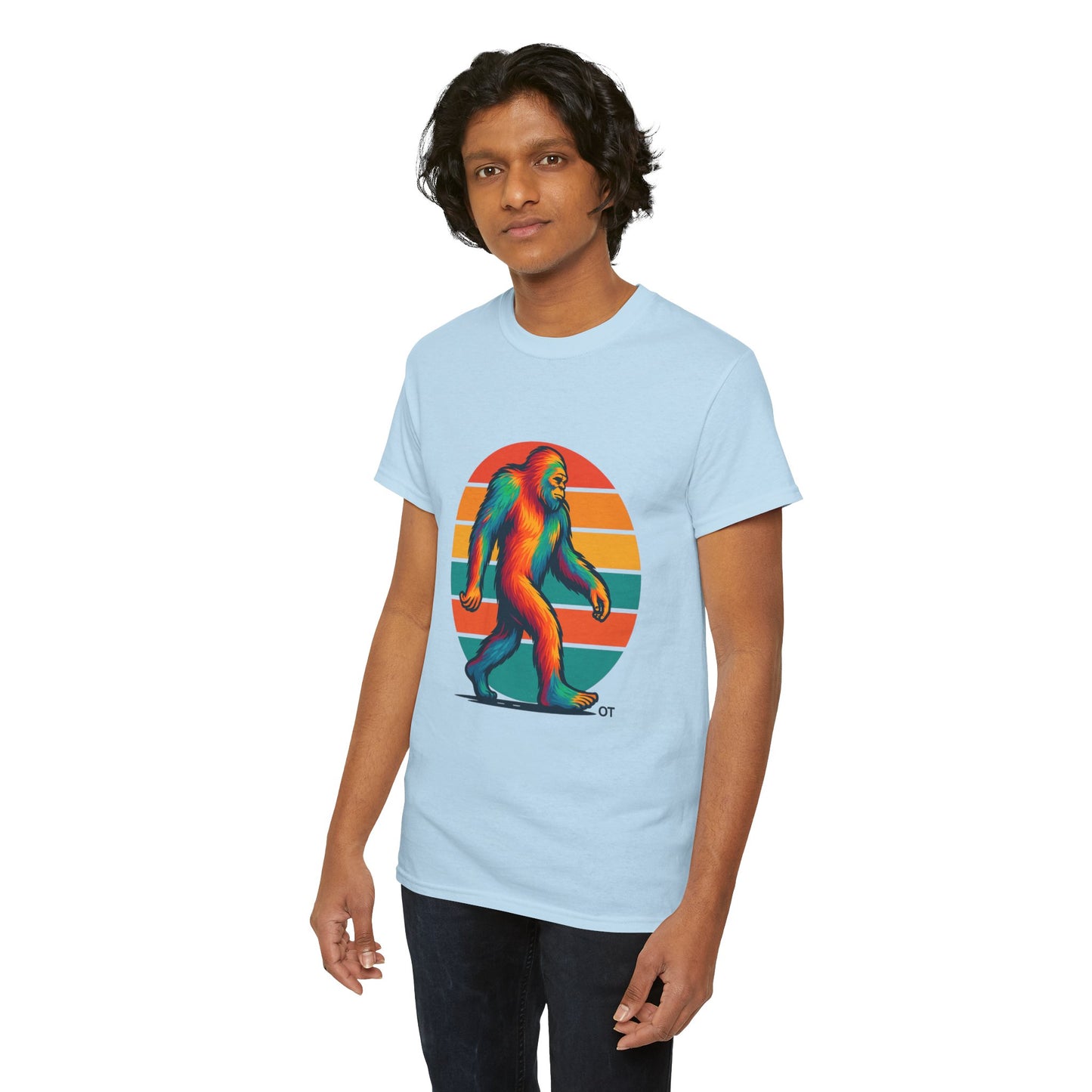 Colorful Bigfoot Unisex T-Shirt, Fun Graphic Tee for Nature Lovers, Perfect for Holidays, Festivals, Camping, Gifts